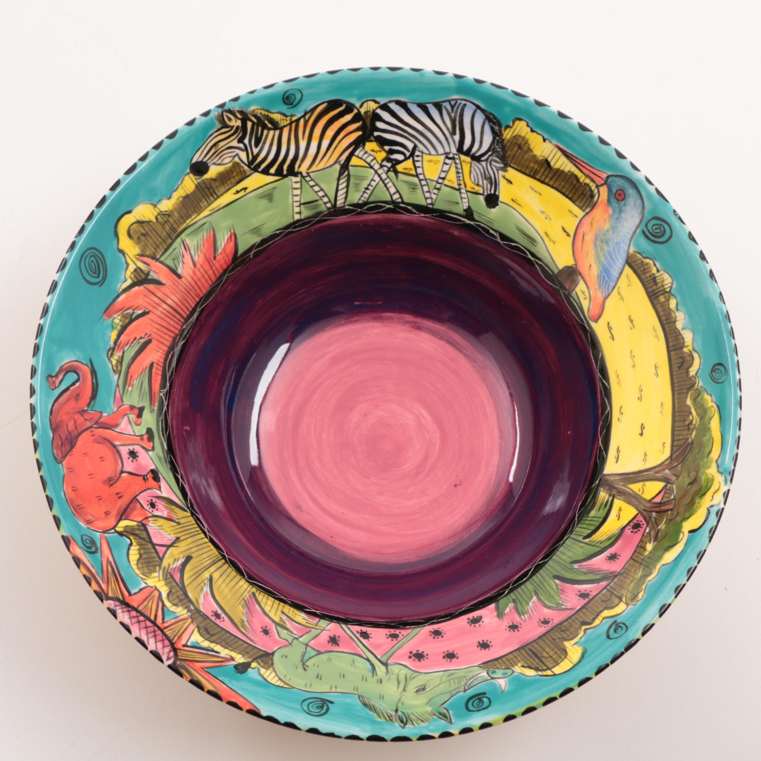 Penzo Zimbabwe Hand-Painted Pottery Goblets and Bowls