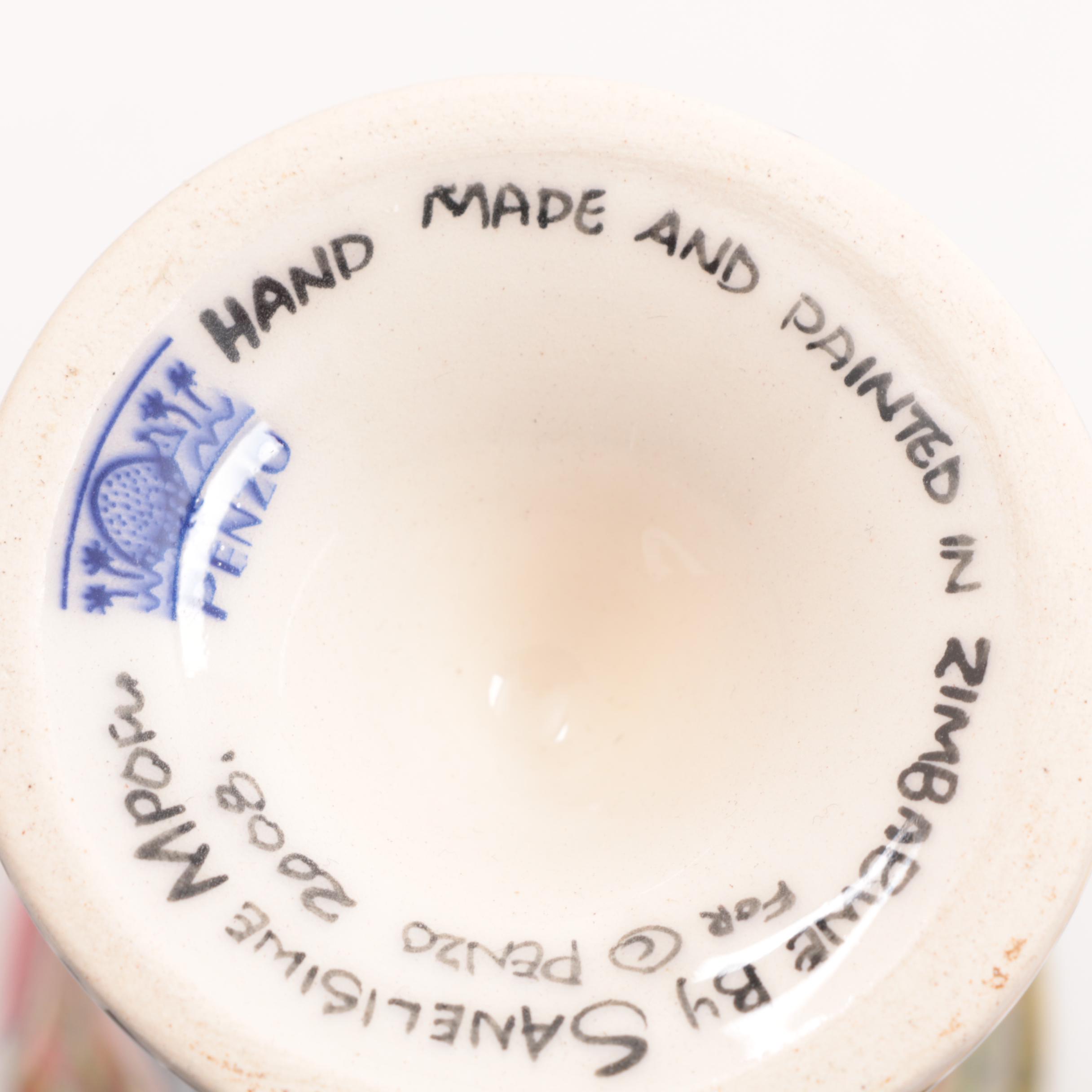 Penzo Zimbabwe Hand-Painted Pottery Goblets and Bowls