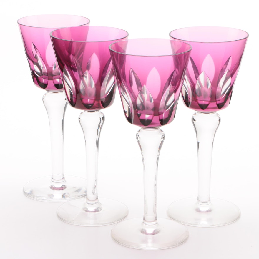 Saint-Louis "Jersey" Cased Ruby Crystal Hock Wine Glasses
