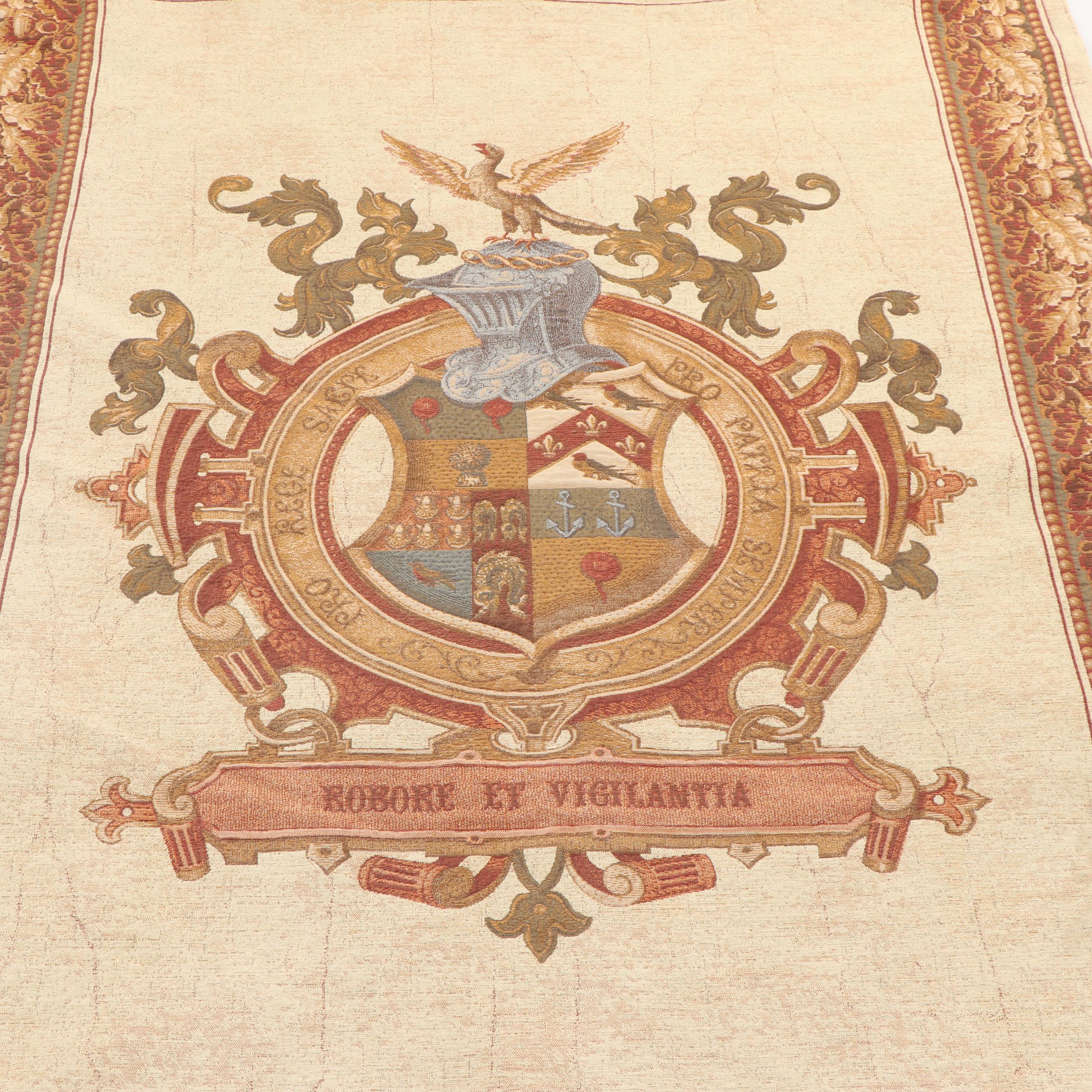 Beldeco Collection Woven Wall Hanging of Coat of Arms "Robore Et Vigilantia"