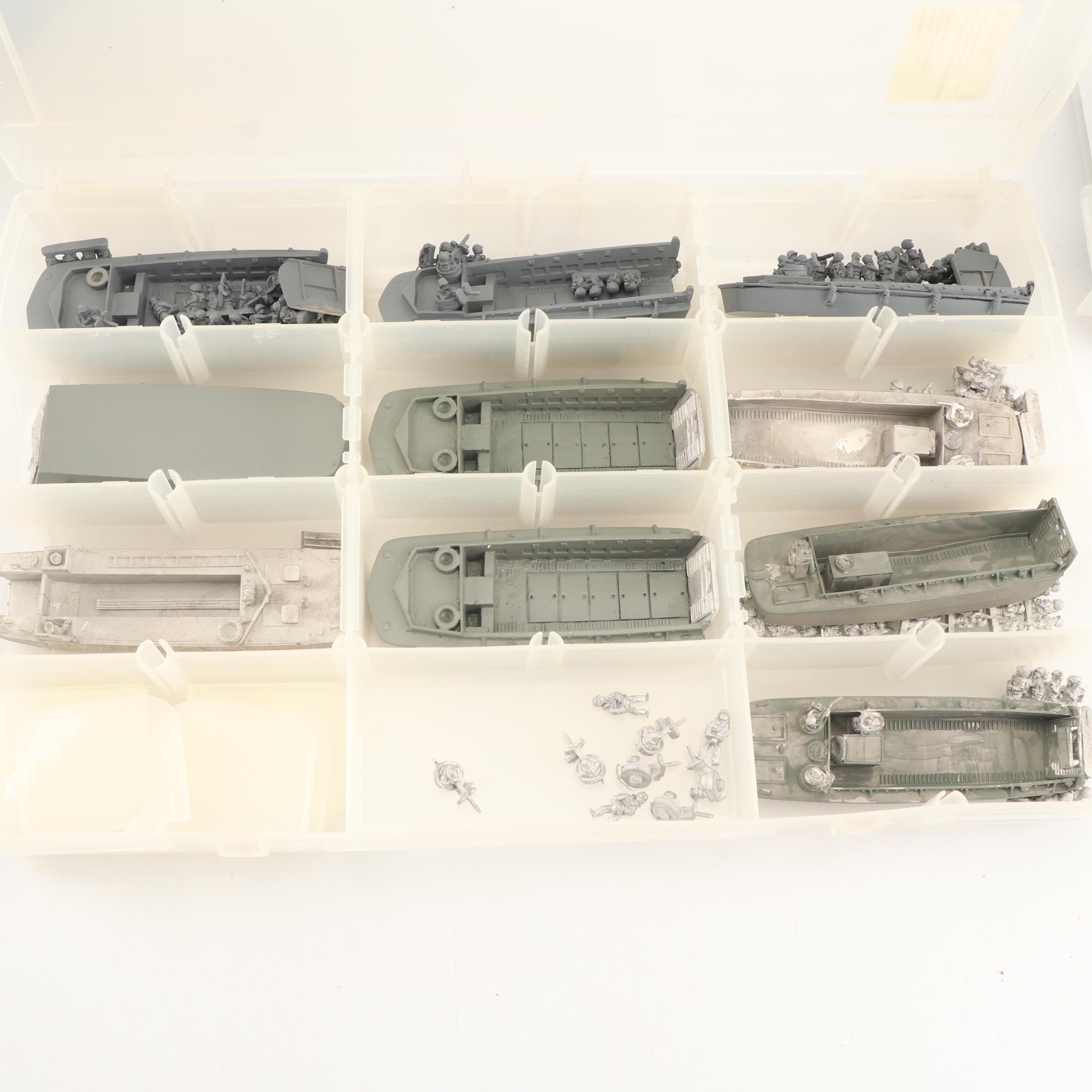 Miniature Painted Soldiers, Turf, Trees, and Military Vehicles