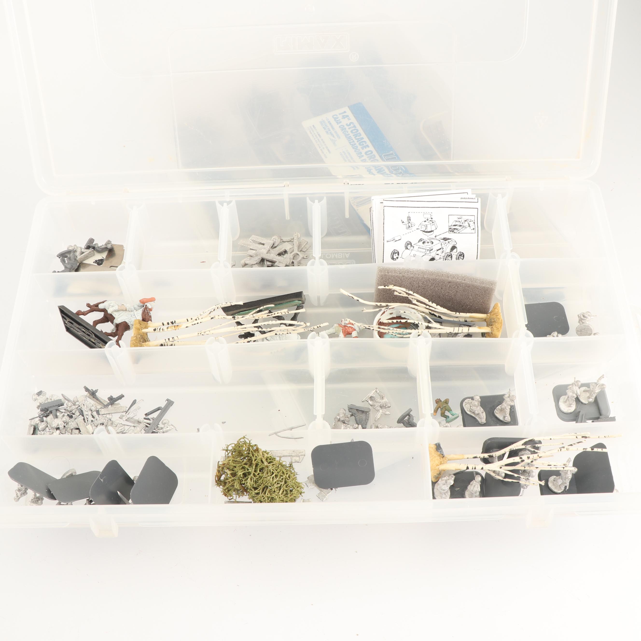 Miniature Painted Soldiers, Turf, Trees, and Military Vehicles