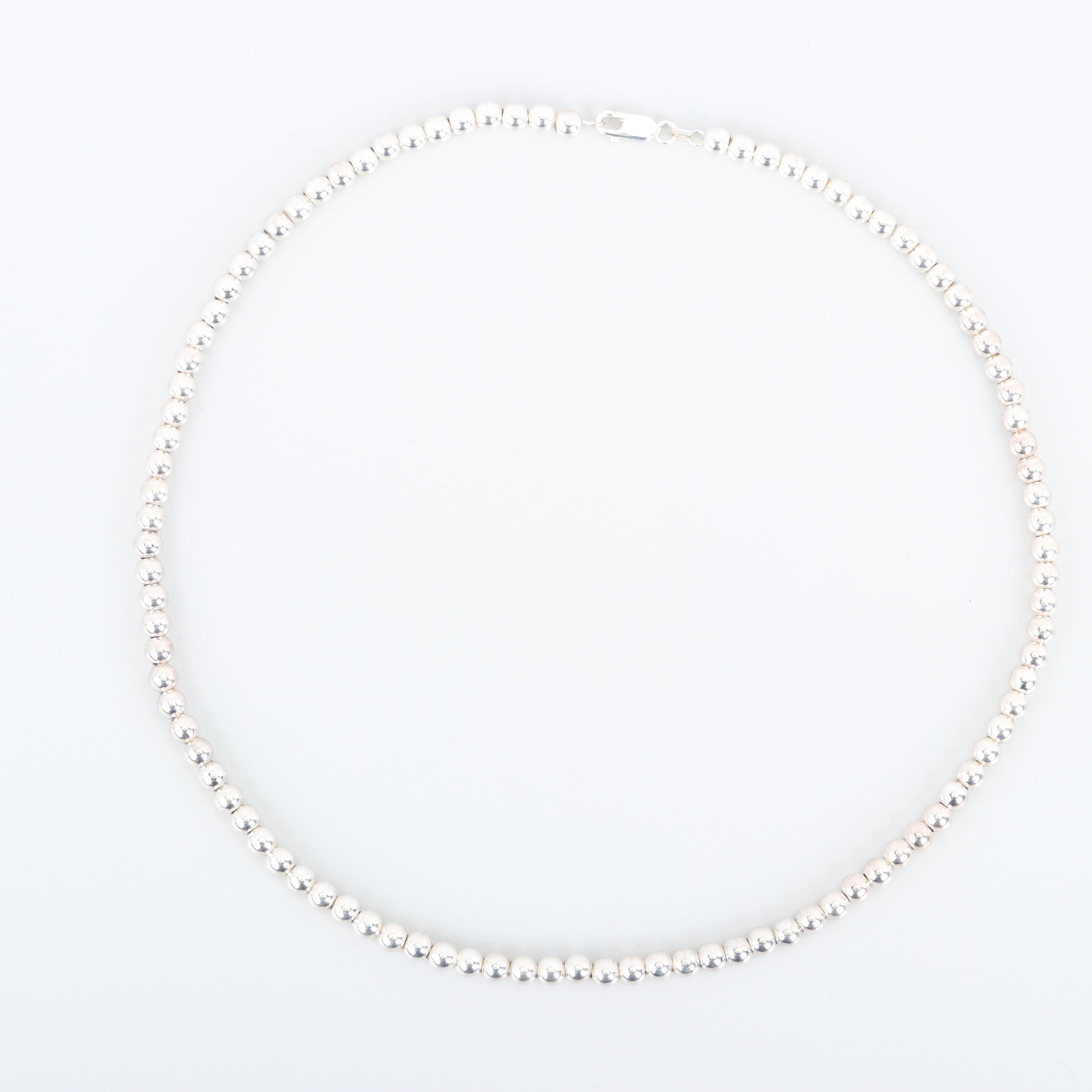 Sterling Silver Beaded Necklace and Bracelet