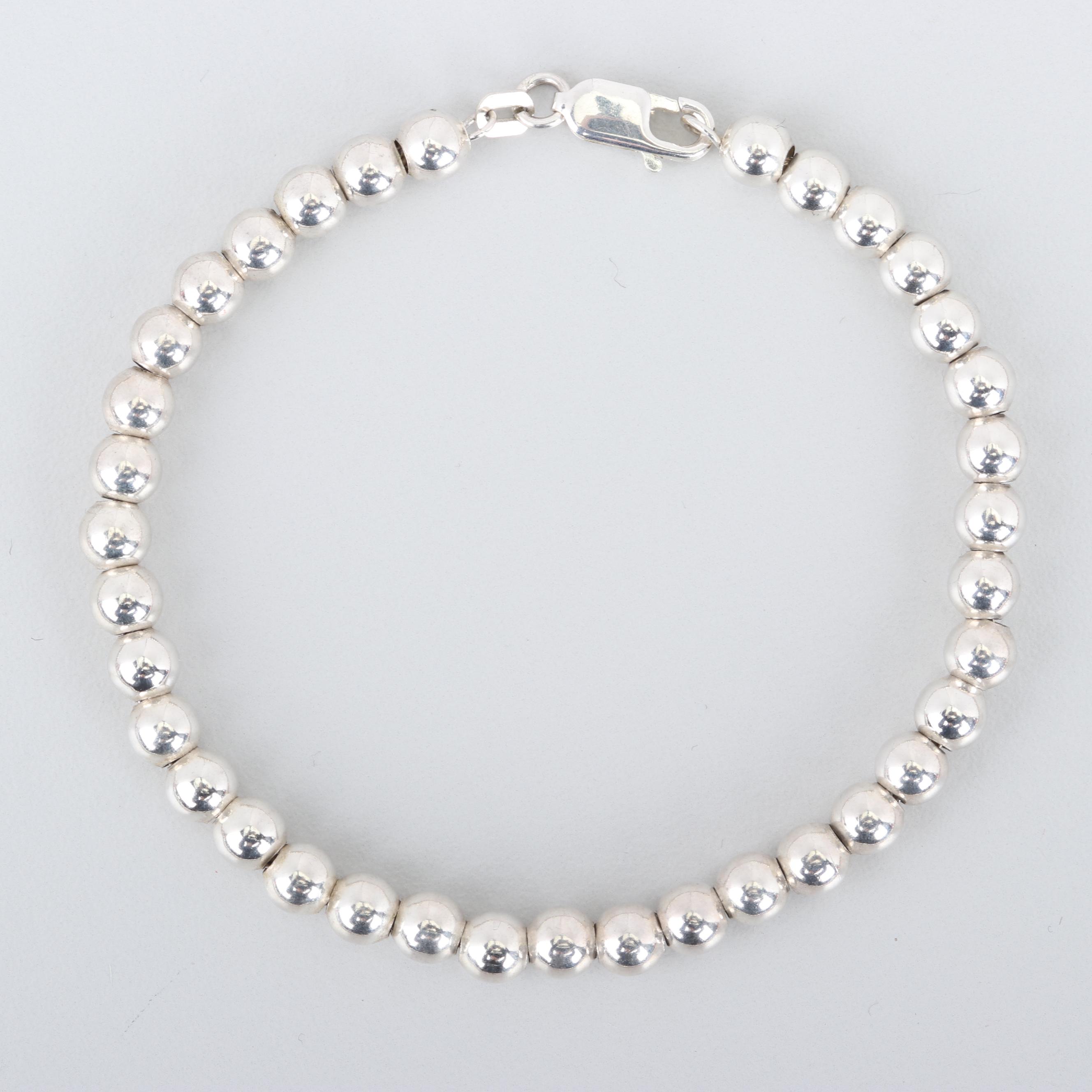 Sterling Silver Beaded Necklace and Bracelet