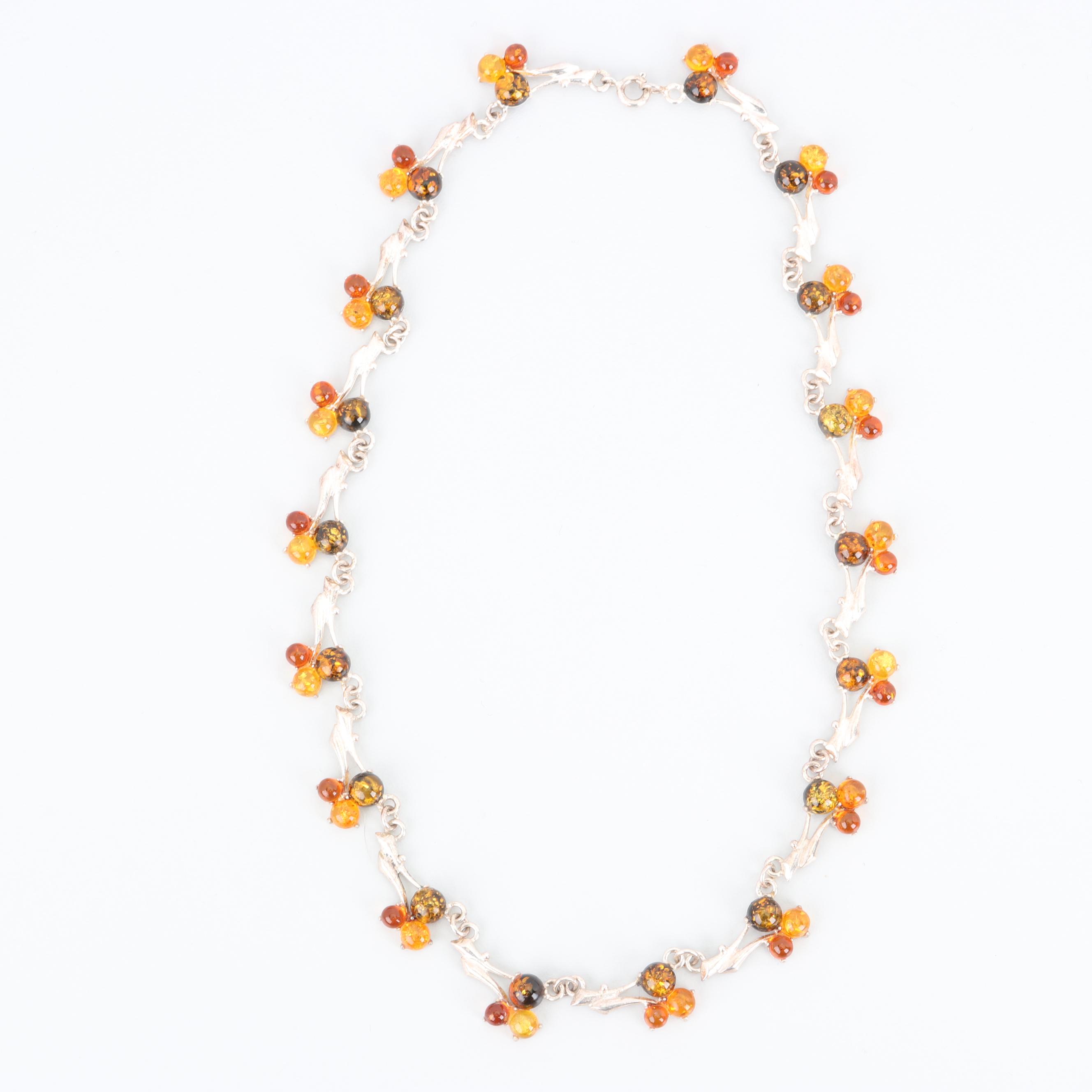 Sterling Silver Amber Necklace