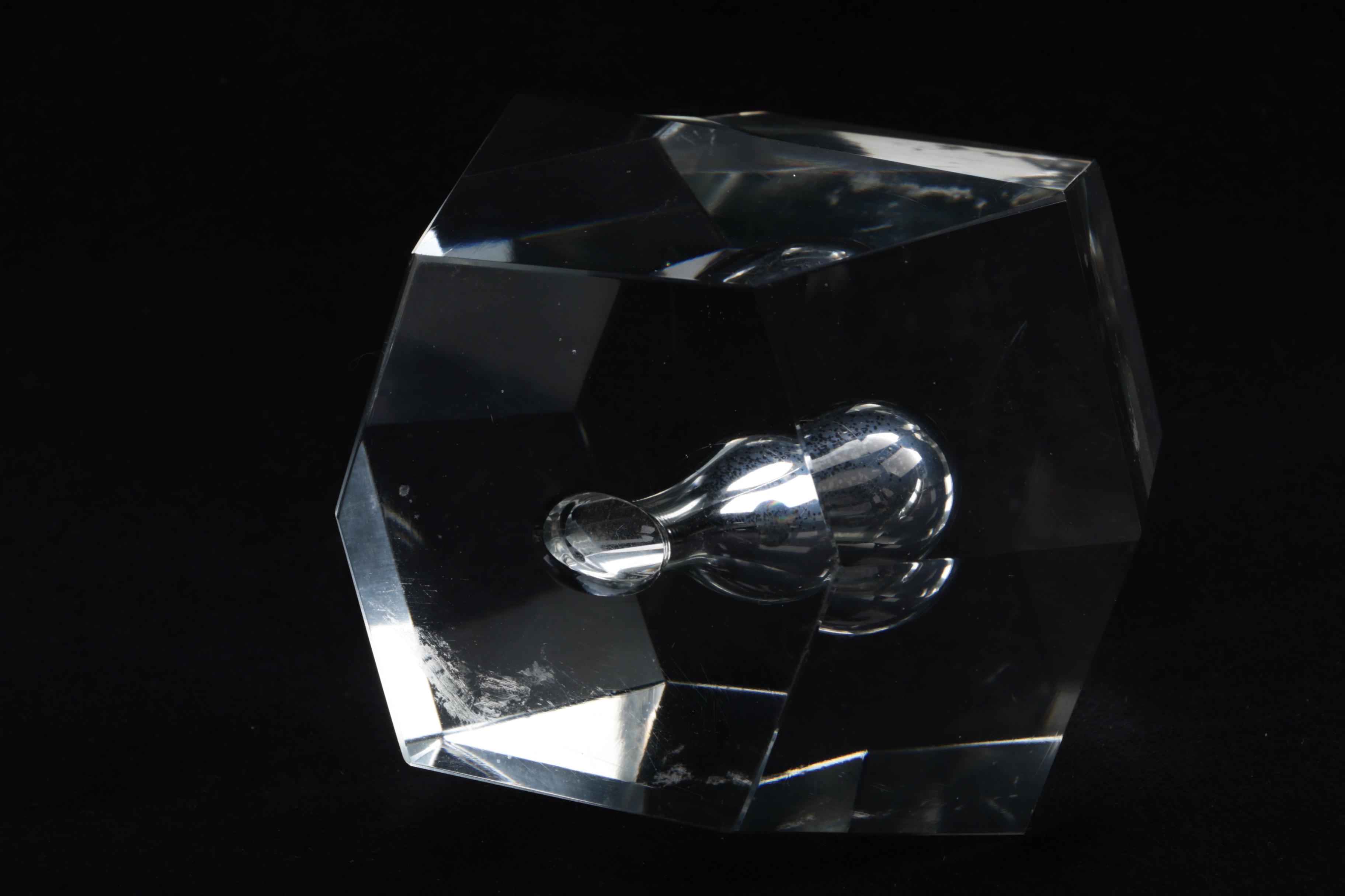 Faceted Crystal Paperweight Pen Holder