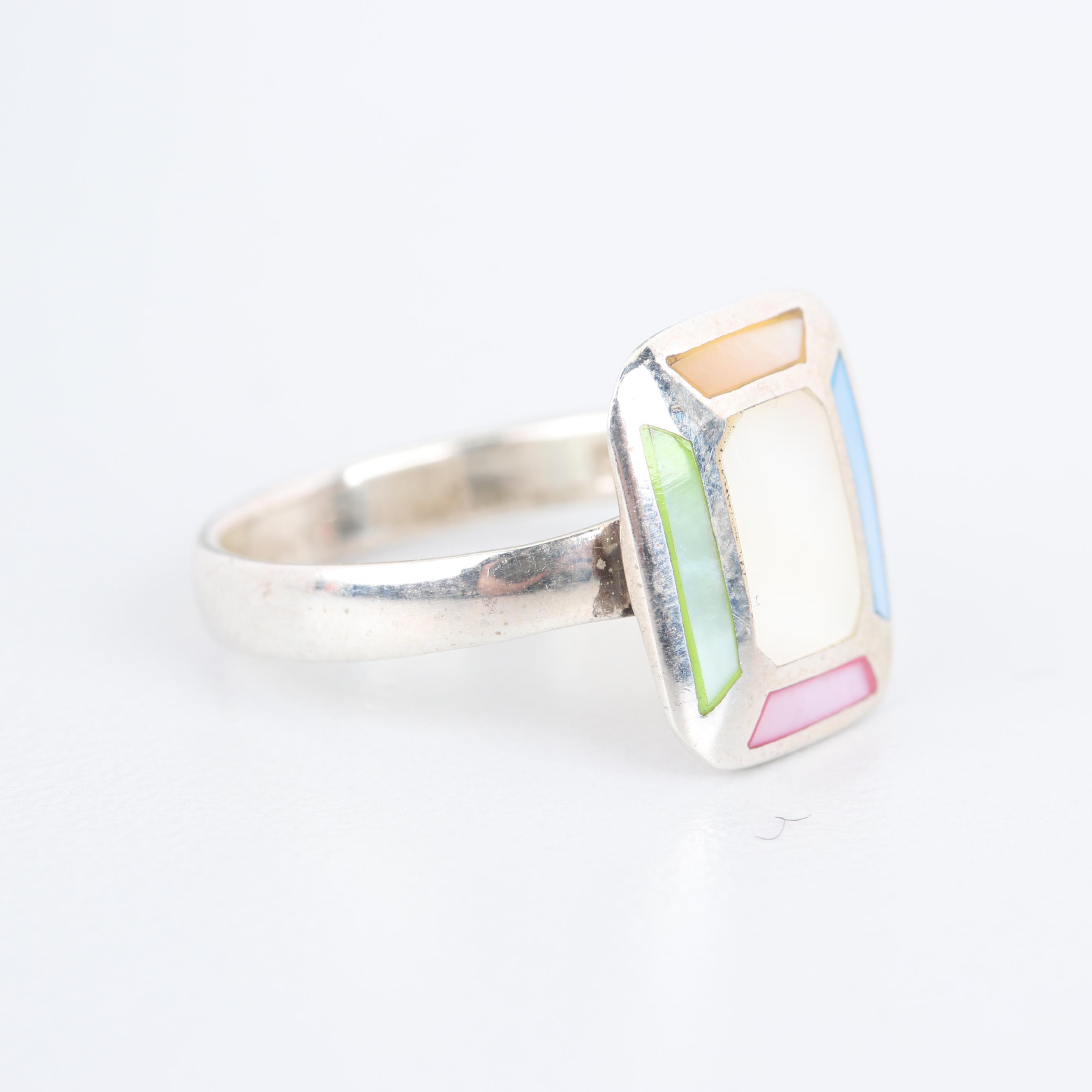 Sterling Silver Mother of Pearl, Onyx, and Turquoise Jewelry