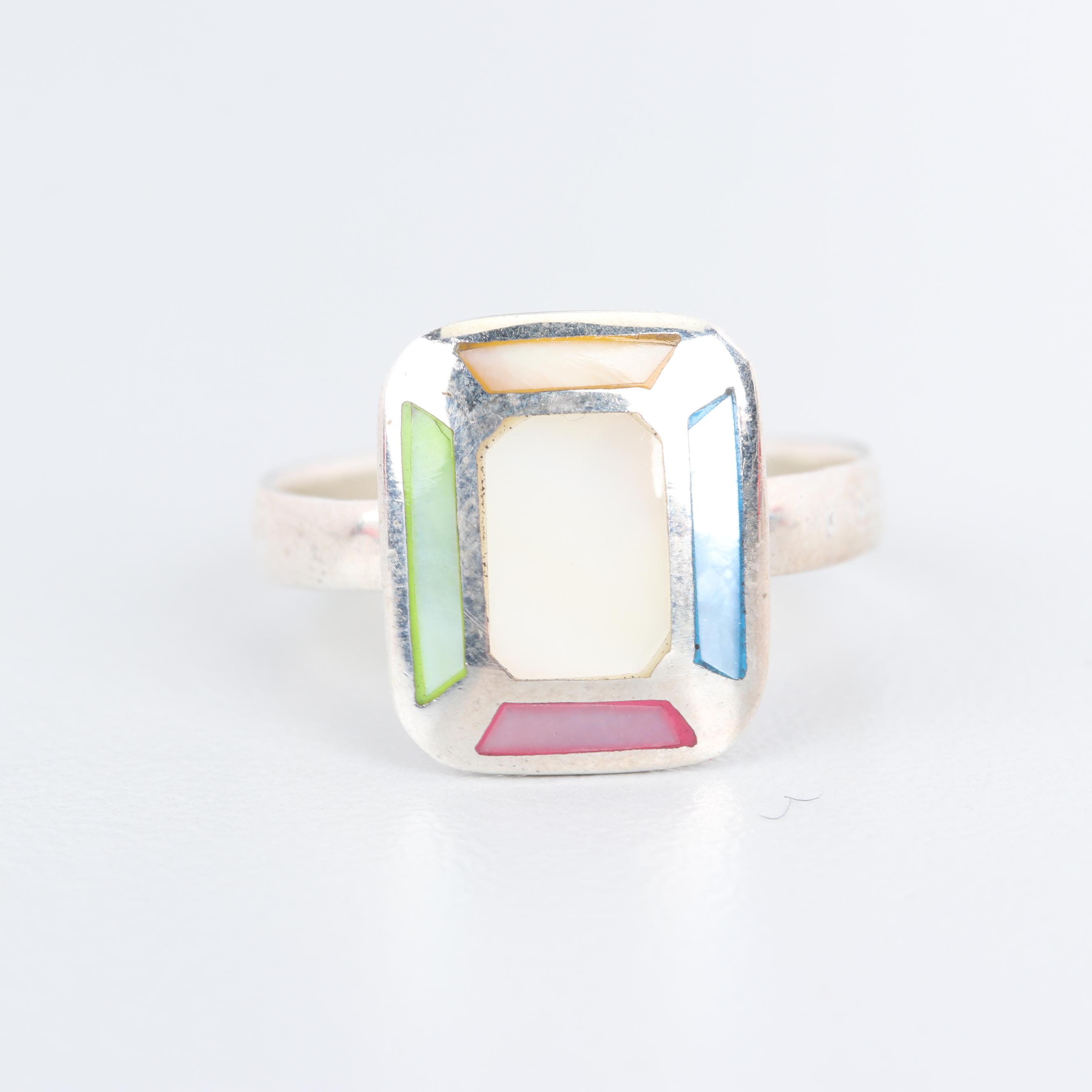 Sterling Silver Mother of Pearl, Onyx, and Turquoise Jewelry