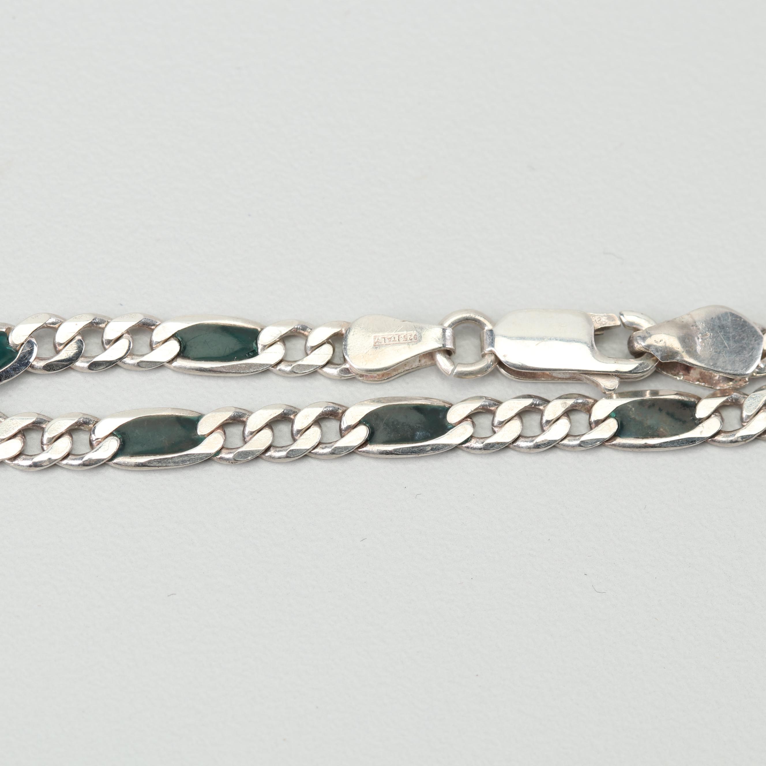 Sterling Silver Black Onyx Ring and Enamel Bracelet