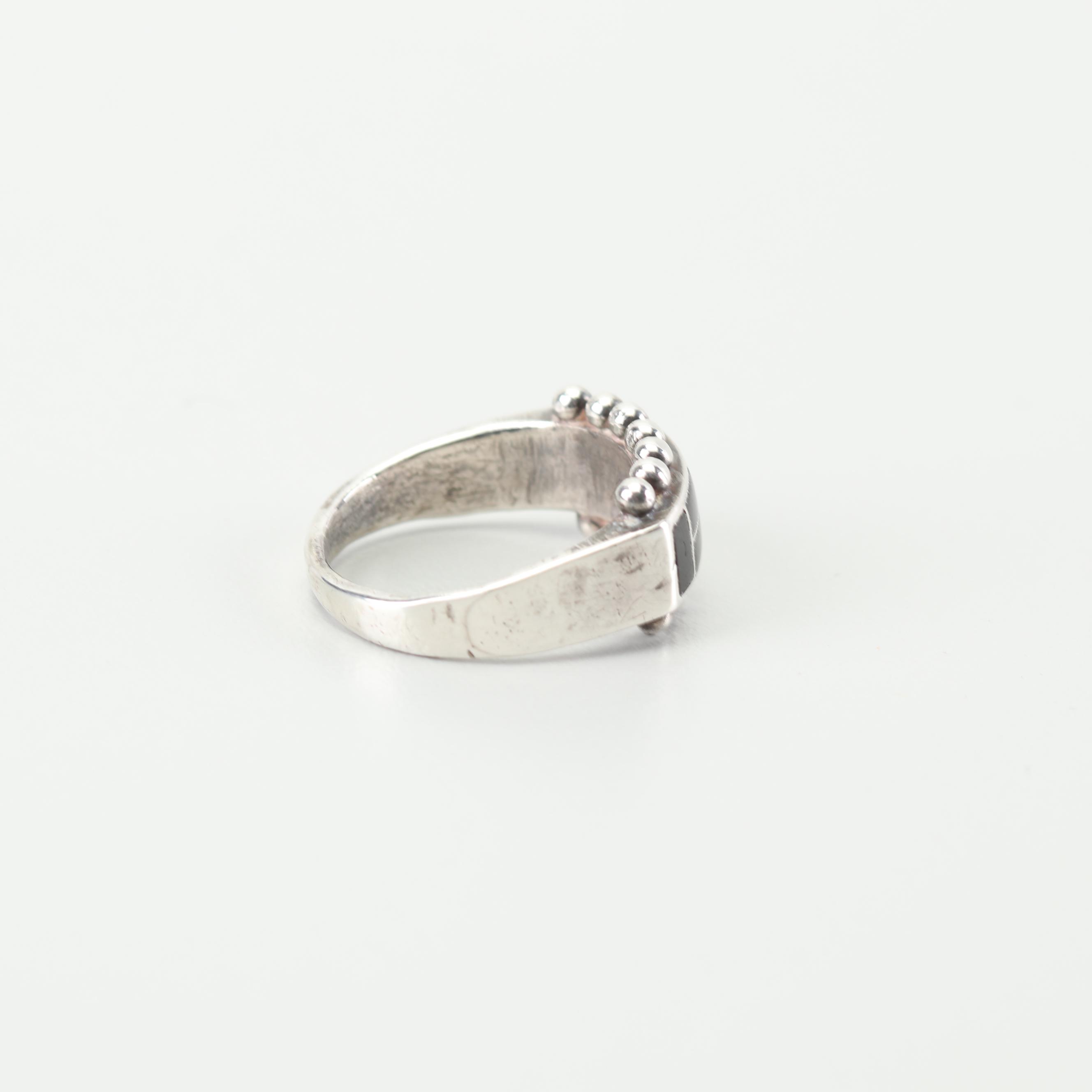 Sterling Silver Black Onyx Ring and Enamel Bracelet