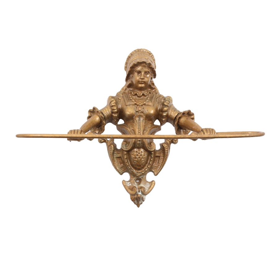 Cast Brass Figural Towel Holder