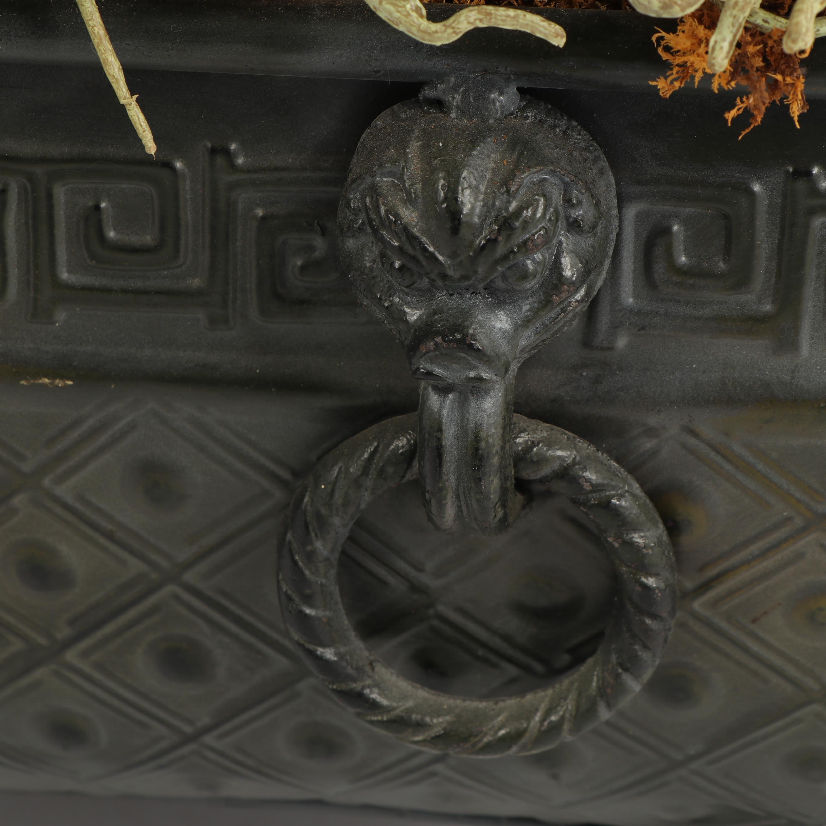 Faux Orchid Plant in Embossed Metal Planter