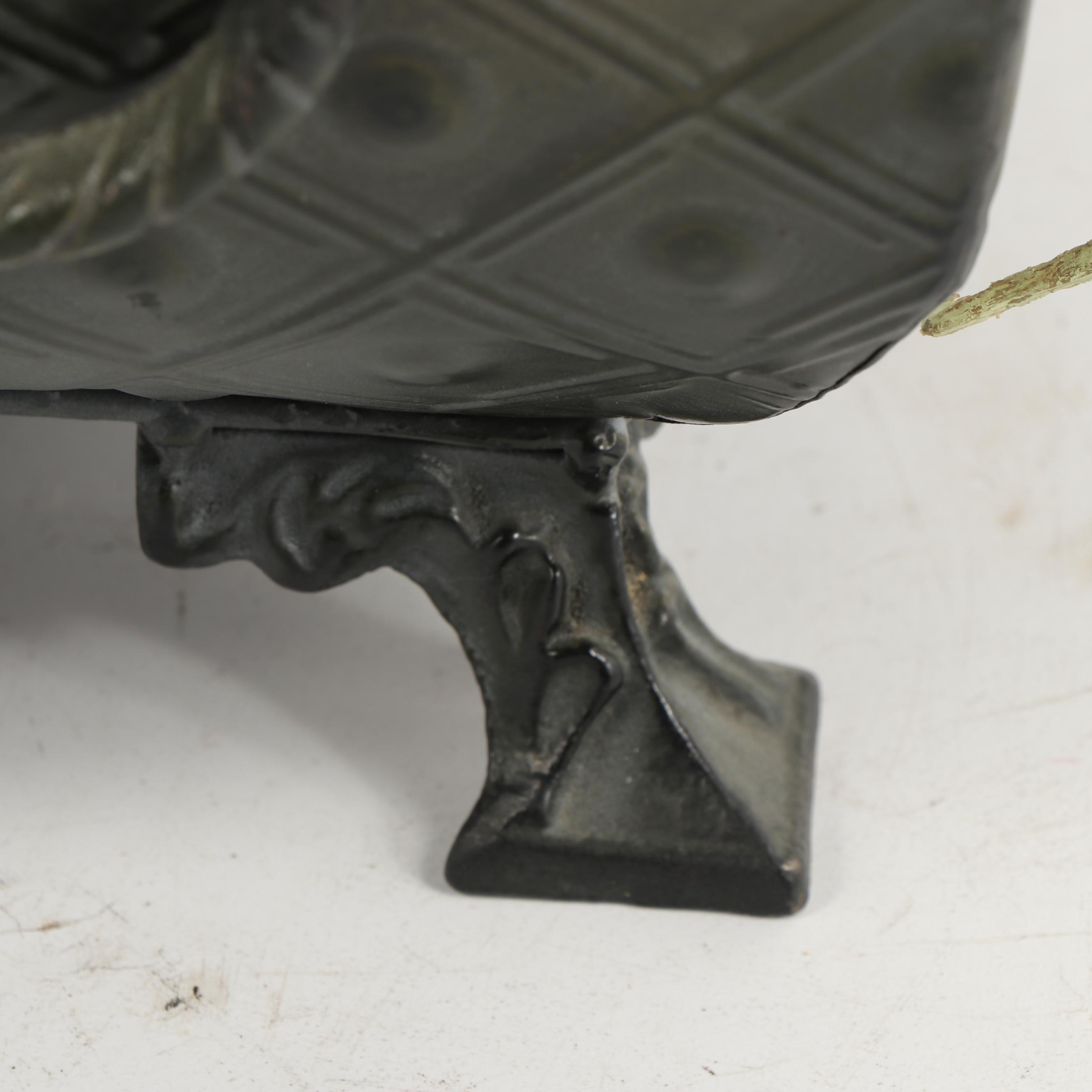 Faux Orchid Plant in Embossed Metal Planter