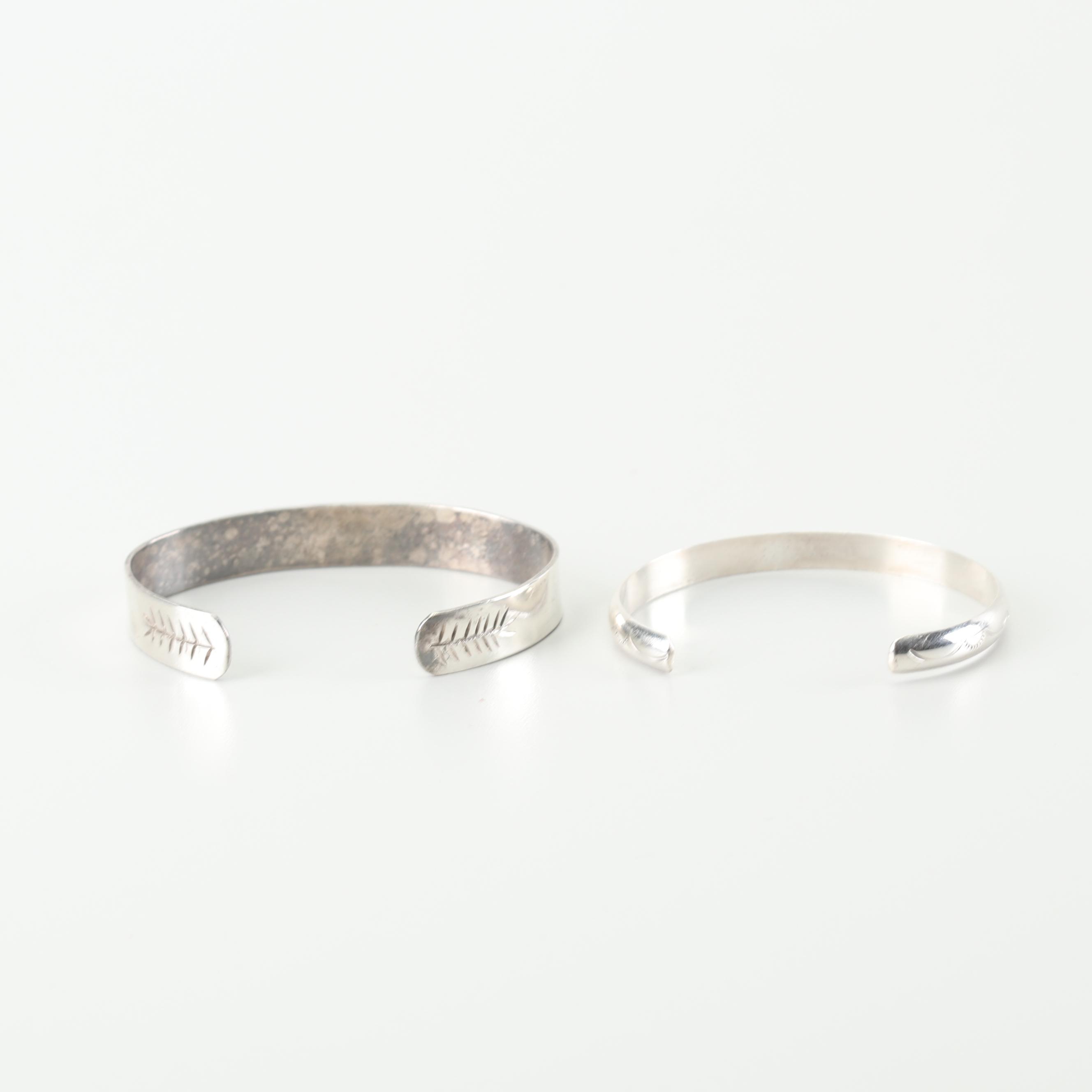 Sterling and 900 Silver Cuff Bracelets