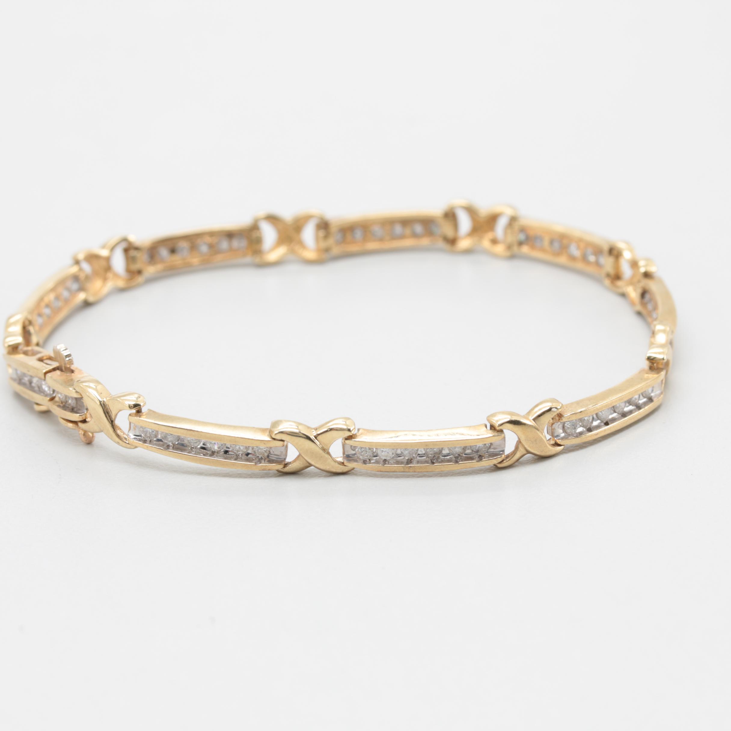 10K Yellow Gold Diamond Bracelet