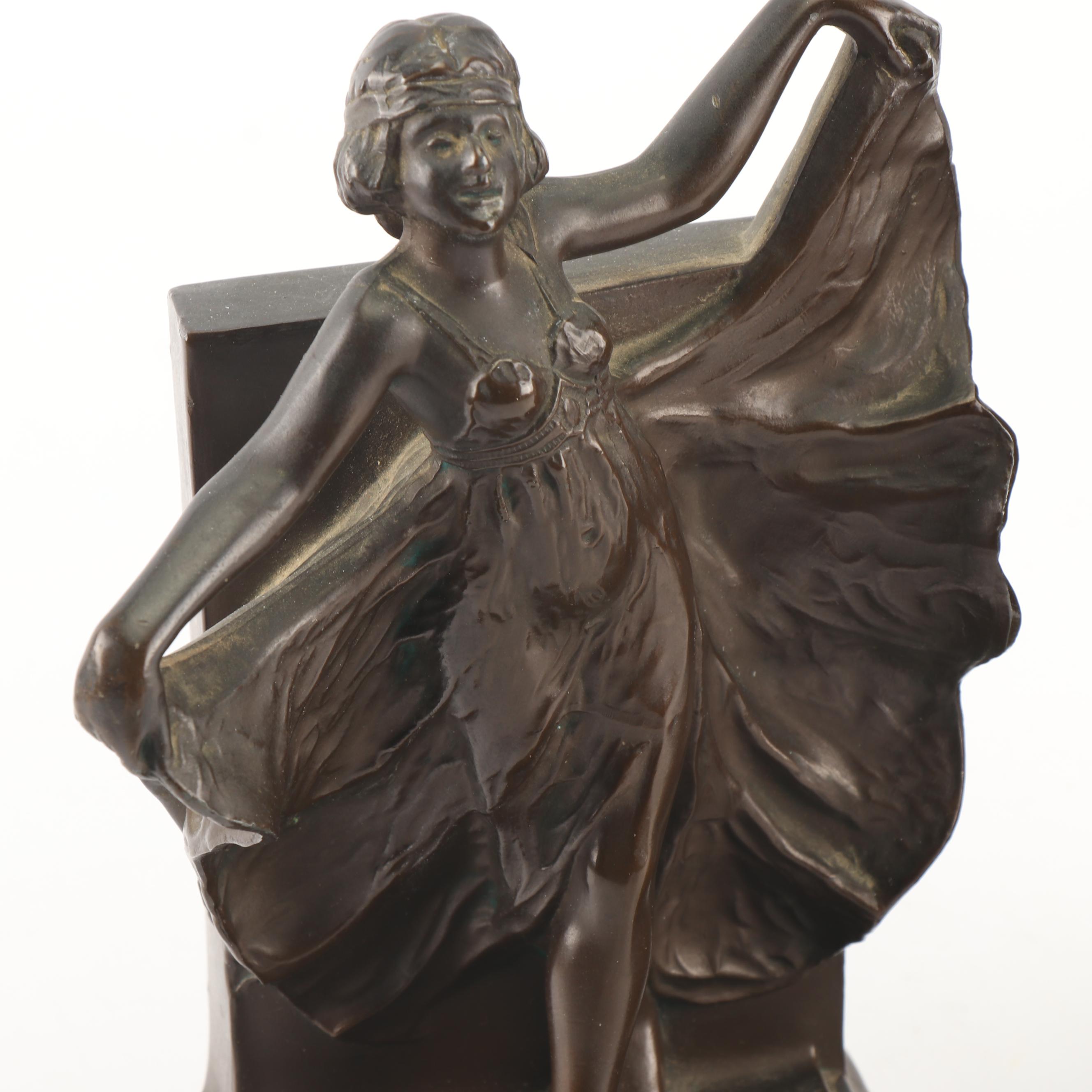 Art Deco "Loie Fuller" Bronze Clad Spelter Bookends