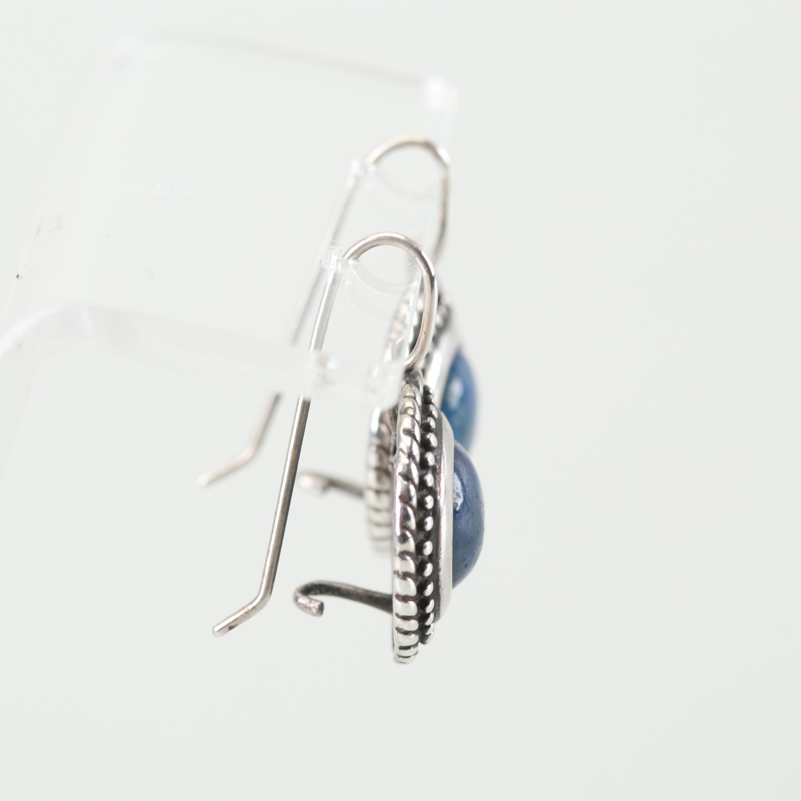 Sterling and 900 Silver Denim Lapis Earrings