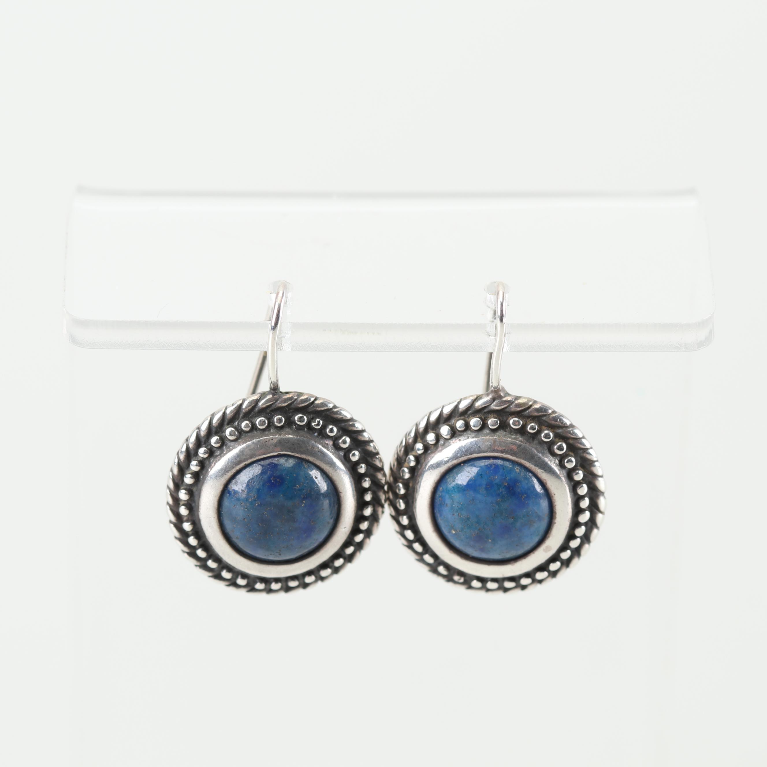 Sterling and 900 Silver Denim Lapis Earrings