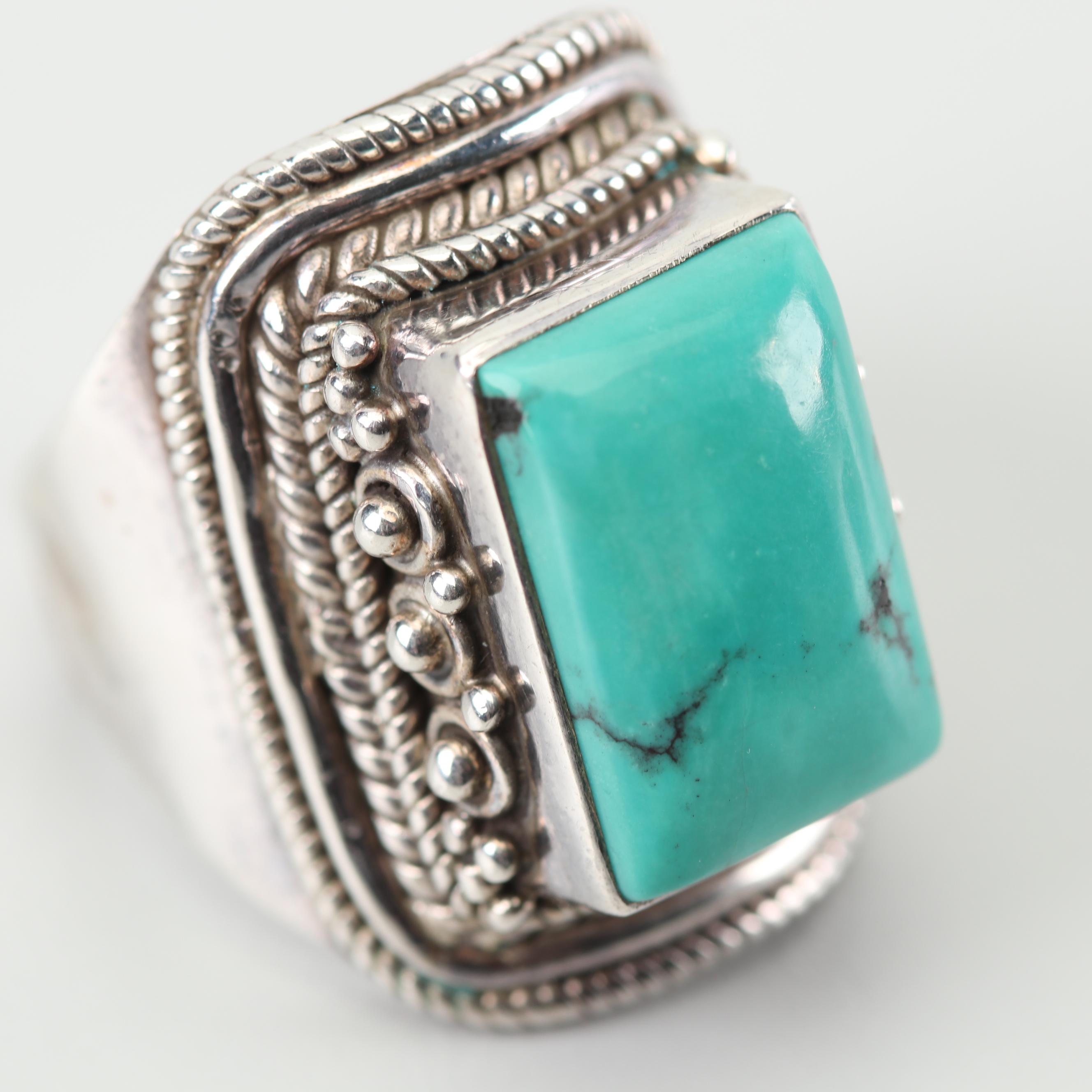Sterling Silver Turquoise and Jadeite Jade Rings