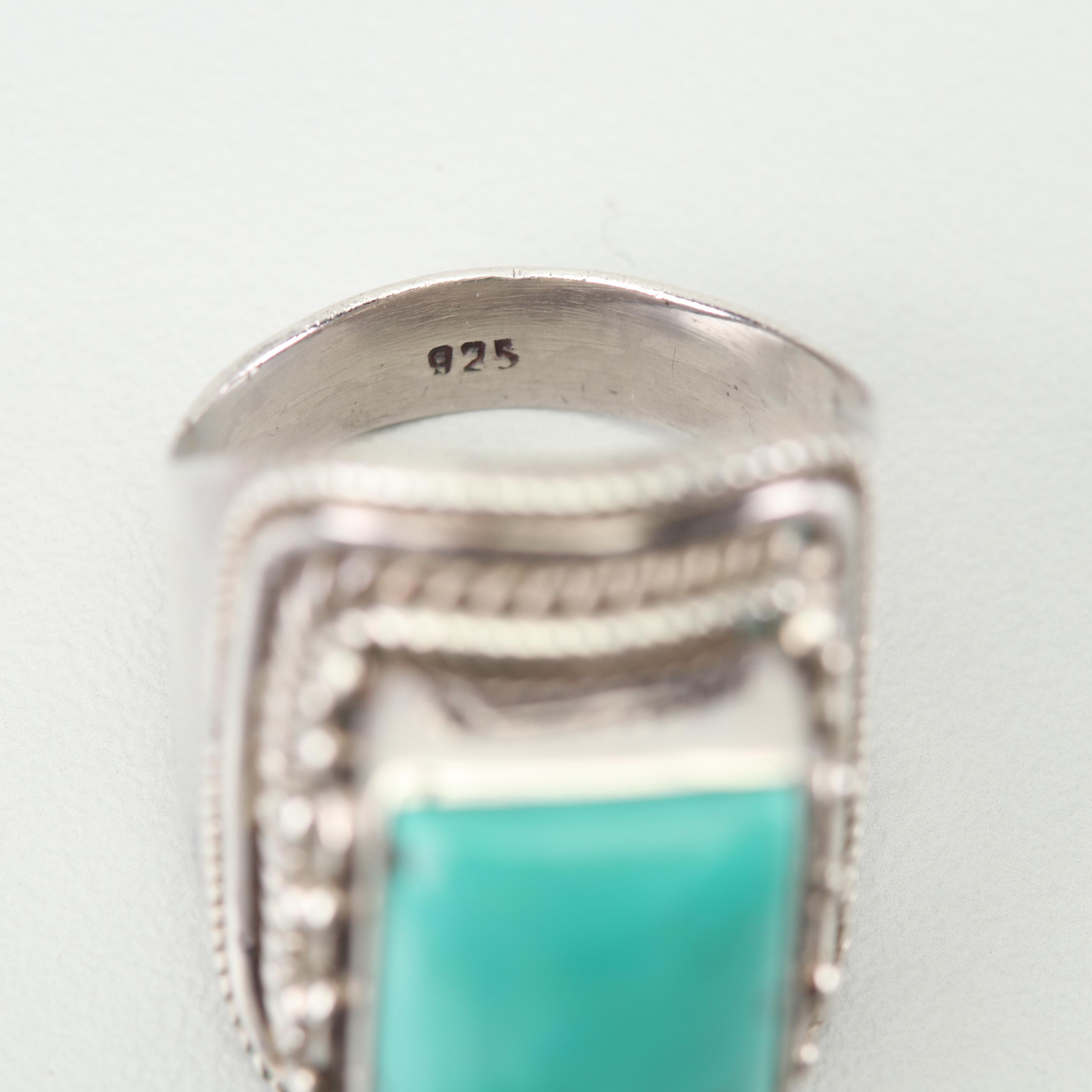 Sterling Silver Turquoise and Jadeite Jade Rings