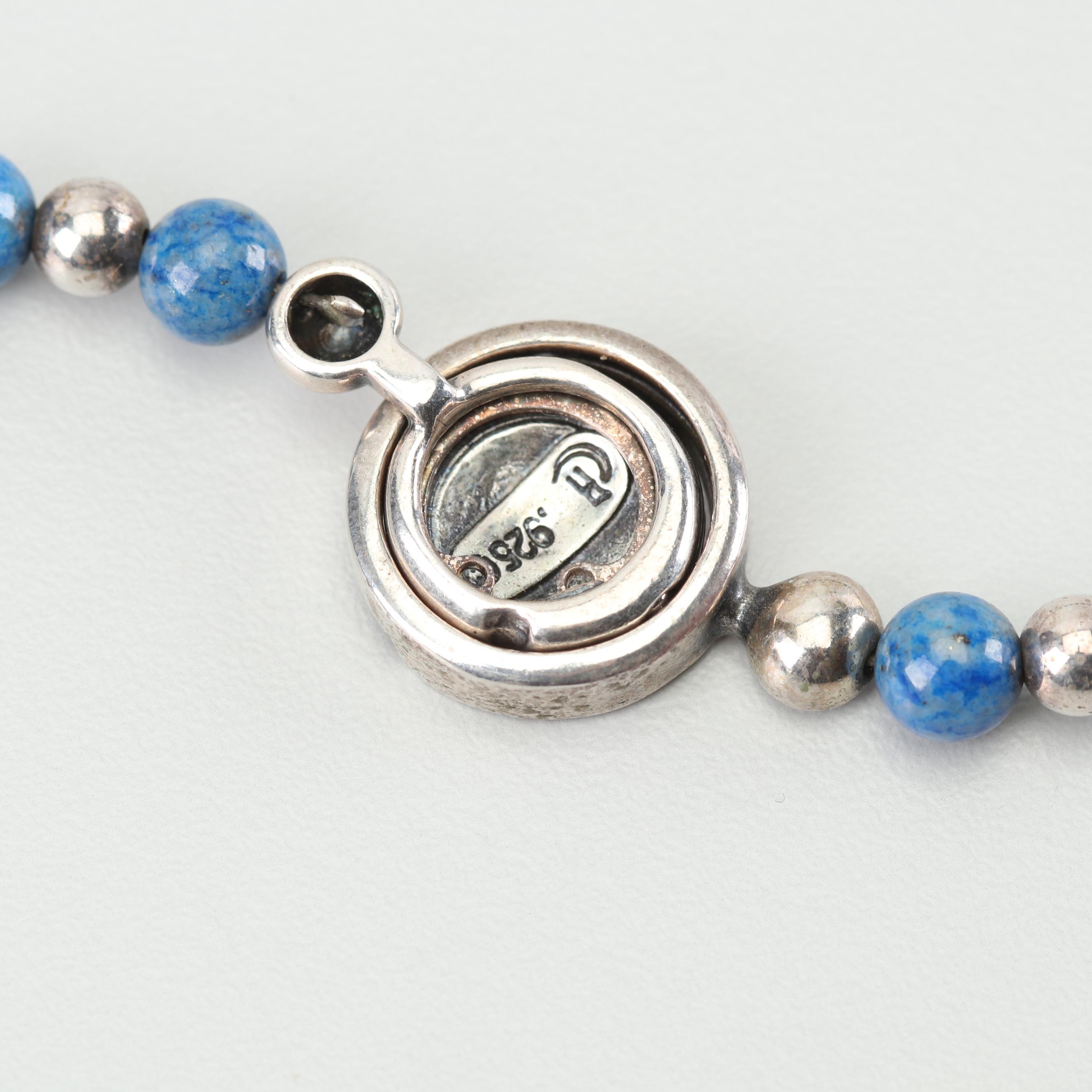 Sterling Silver Denim Lapis Bead Necklace