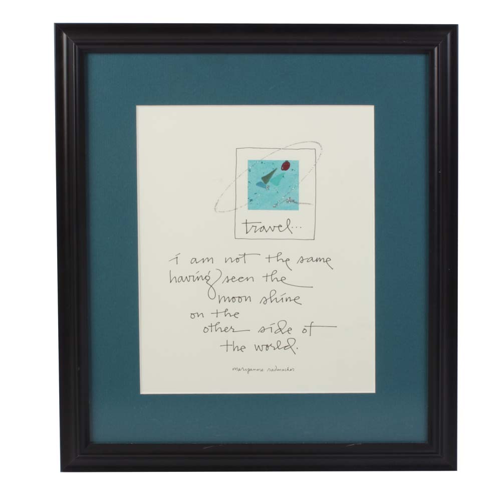 Mary Anne Radmacher "Travel" Mixed Media Color Lithograph