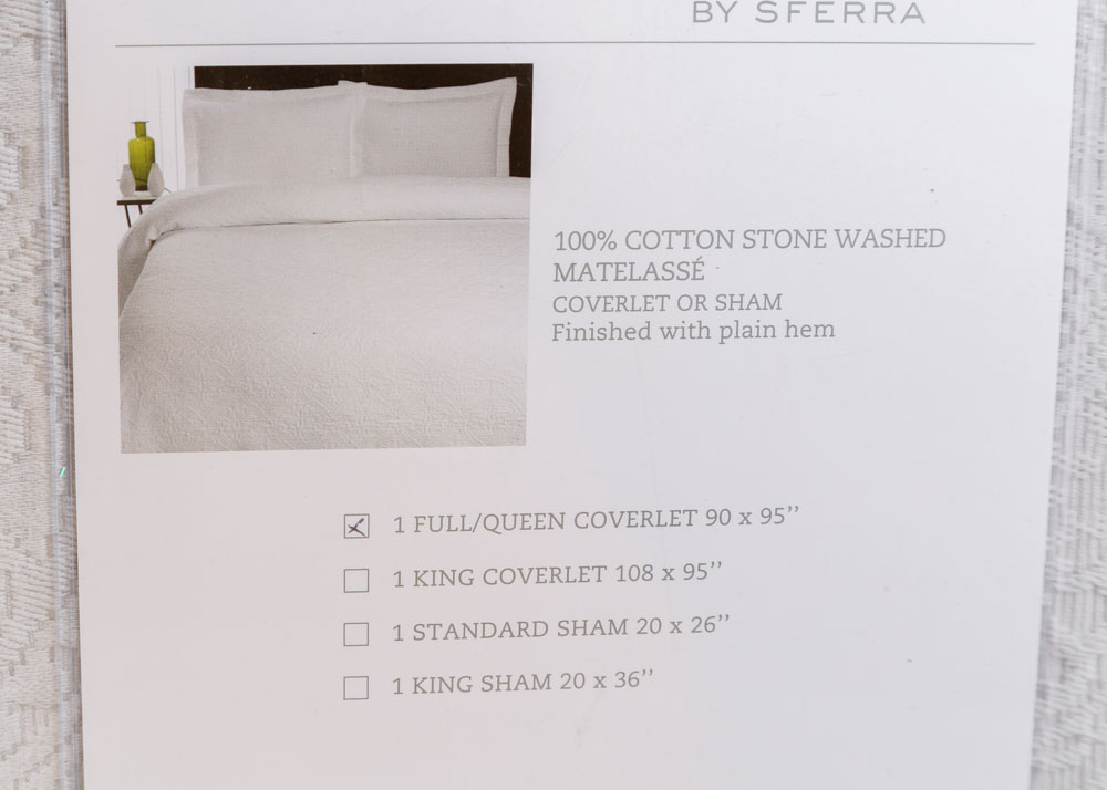 Linea Casa by Sferra Full/Queen Matelassé Coverlet and Sham Set
