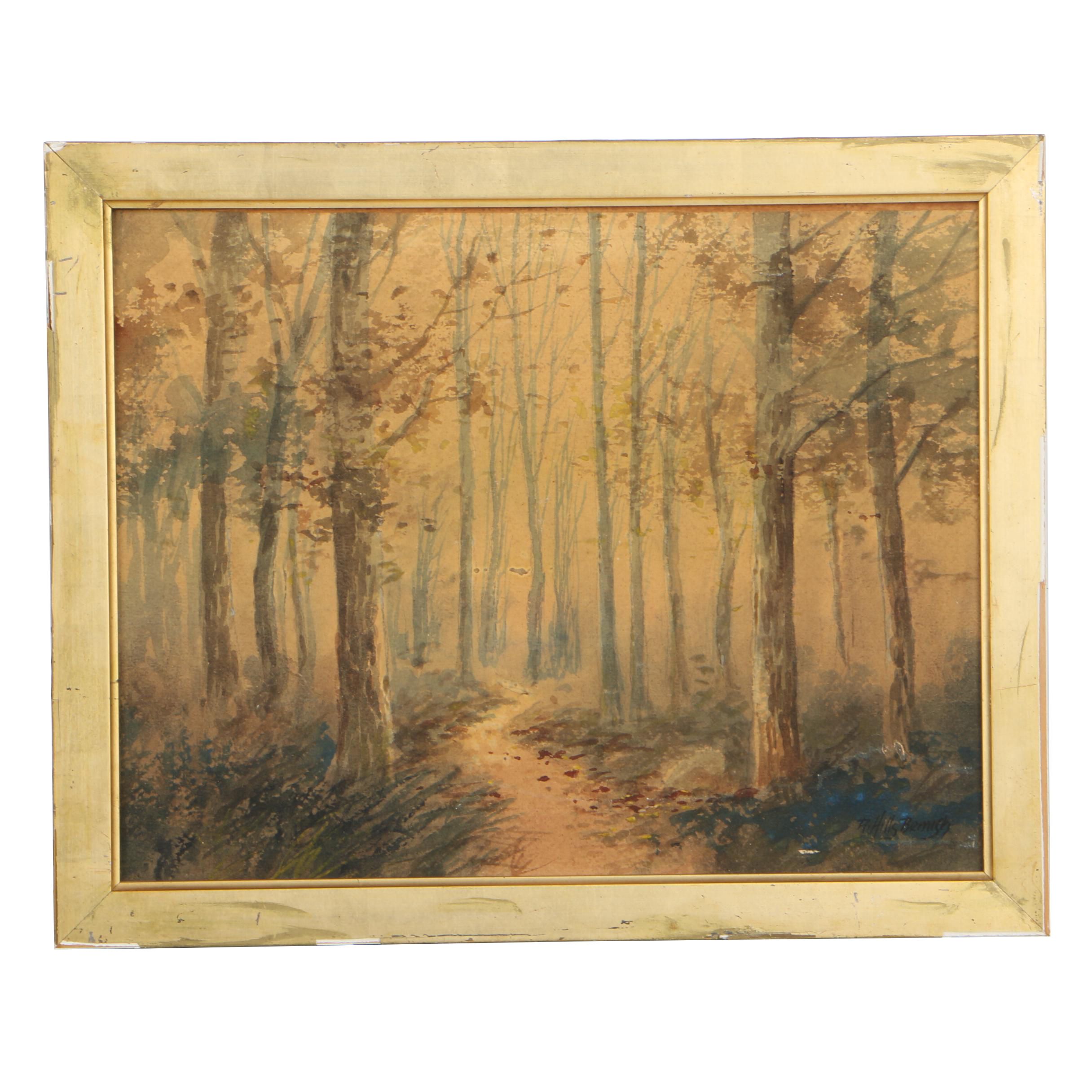 R. Hills Bemish Watercolor Painting