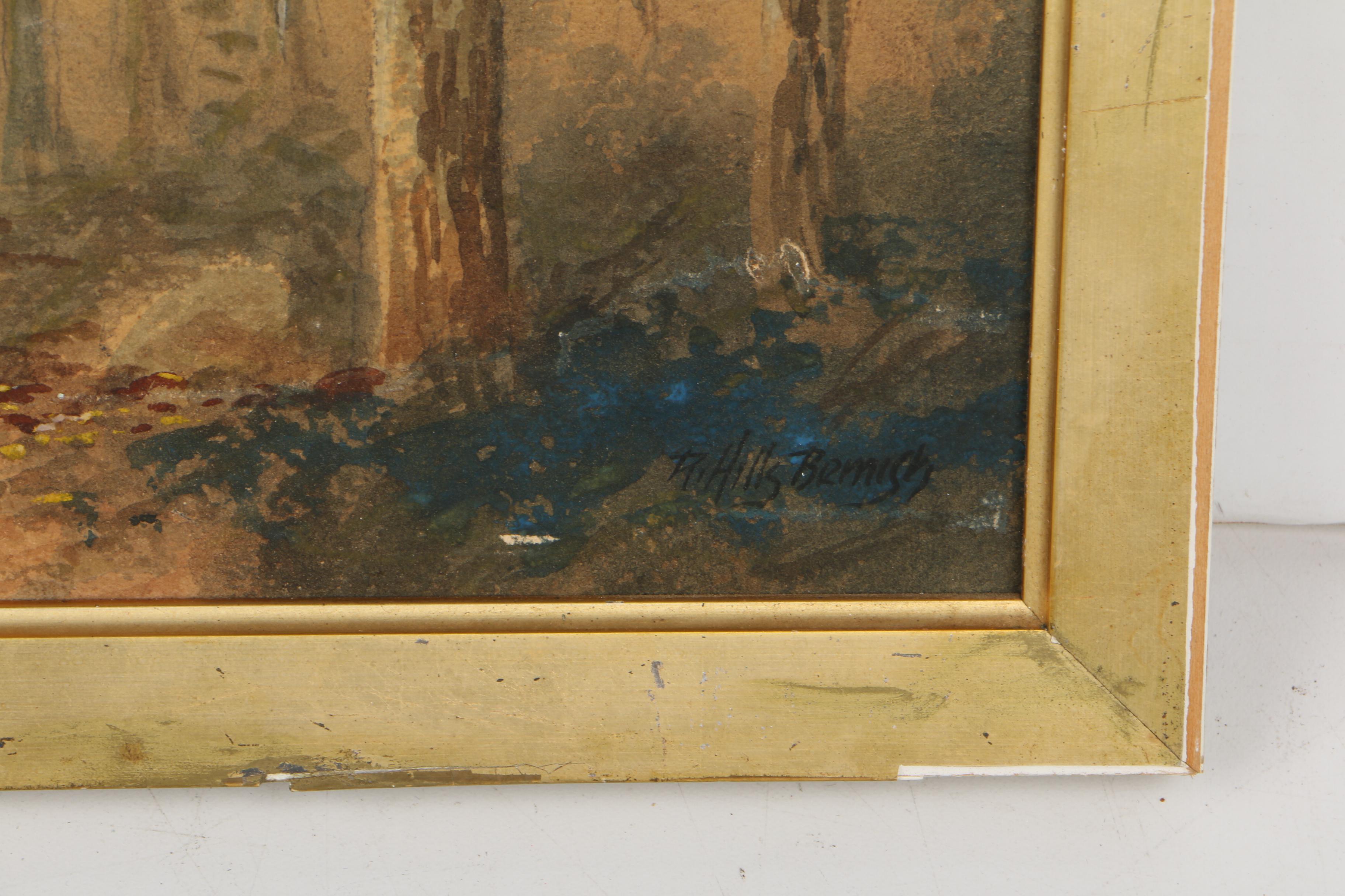 R. Hills Bemish Watercolor Painting