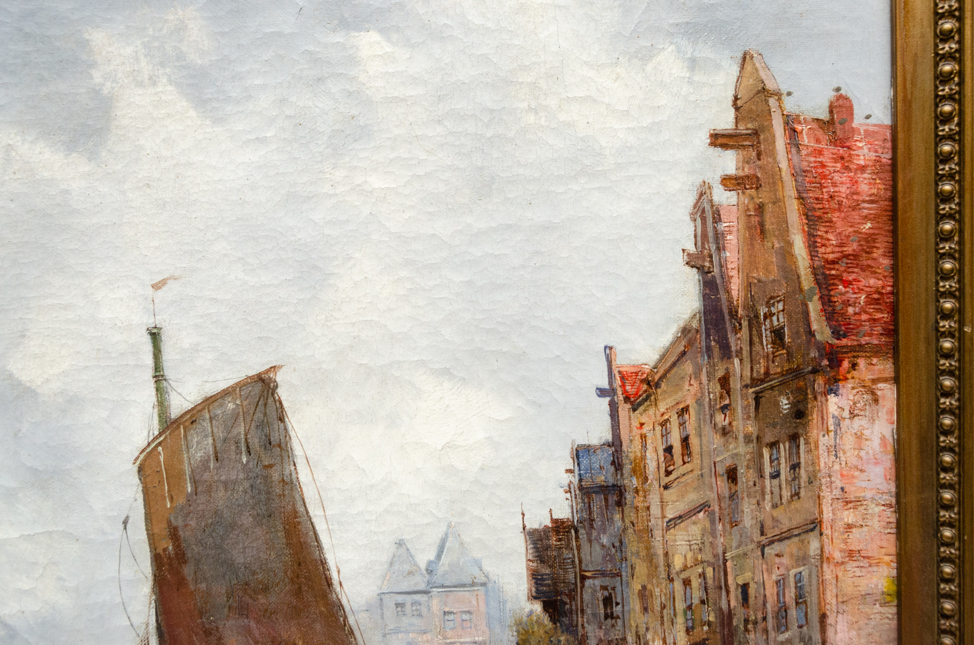 F. G. Urban Oil Painting of Dutch Harbor Scene