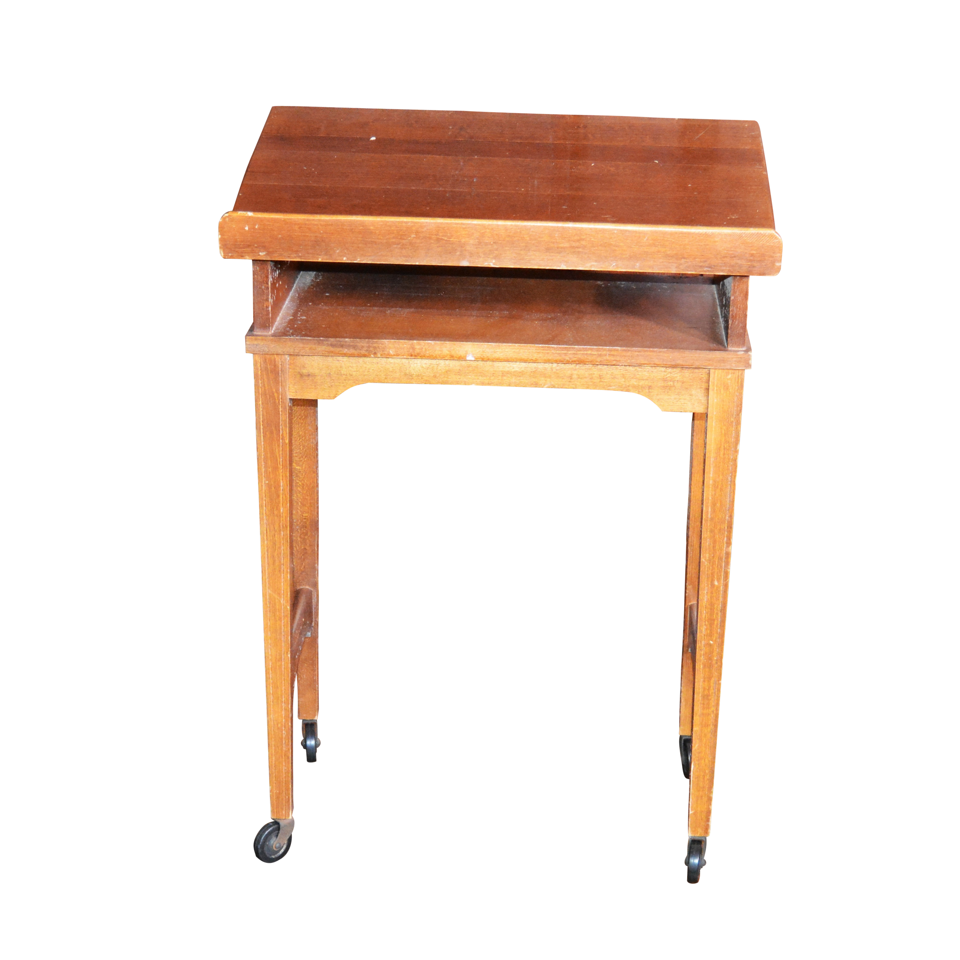 Mahogany Book Display Table on Wheels, 20th Century