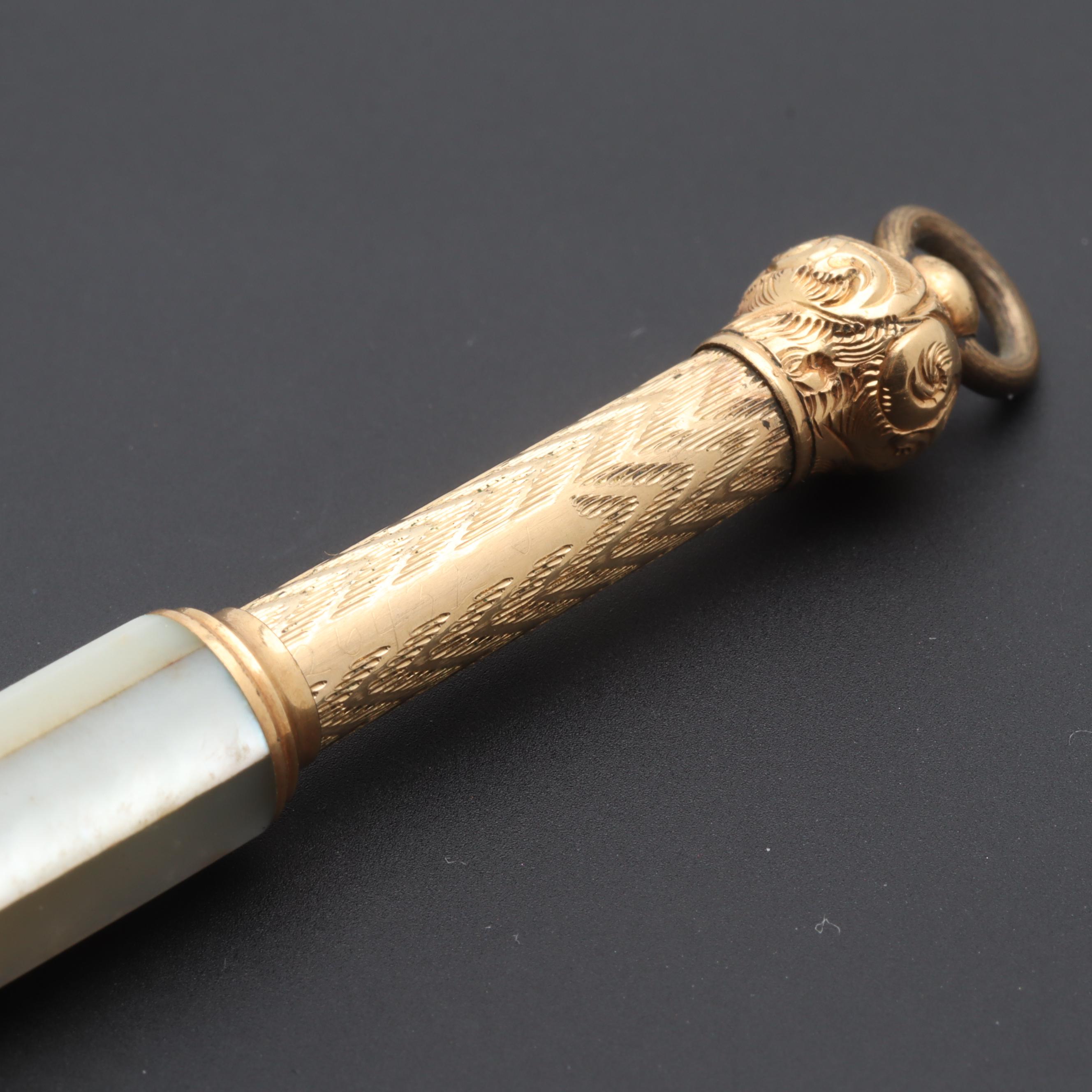 Vintage Gold Tone Mother of Pearl Pen