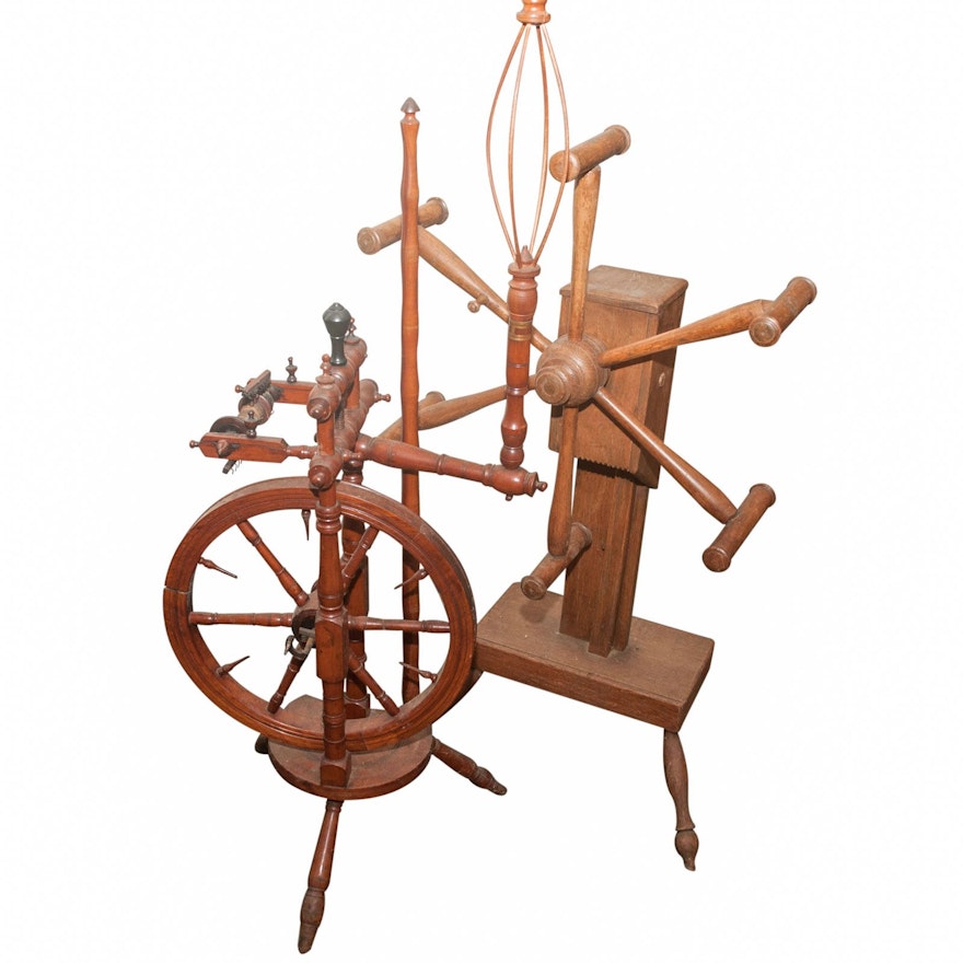 Antique Spinning Wheel and Skein Winder