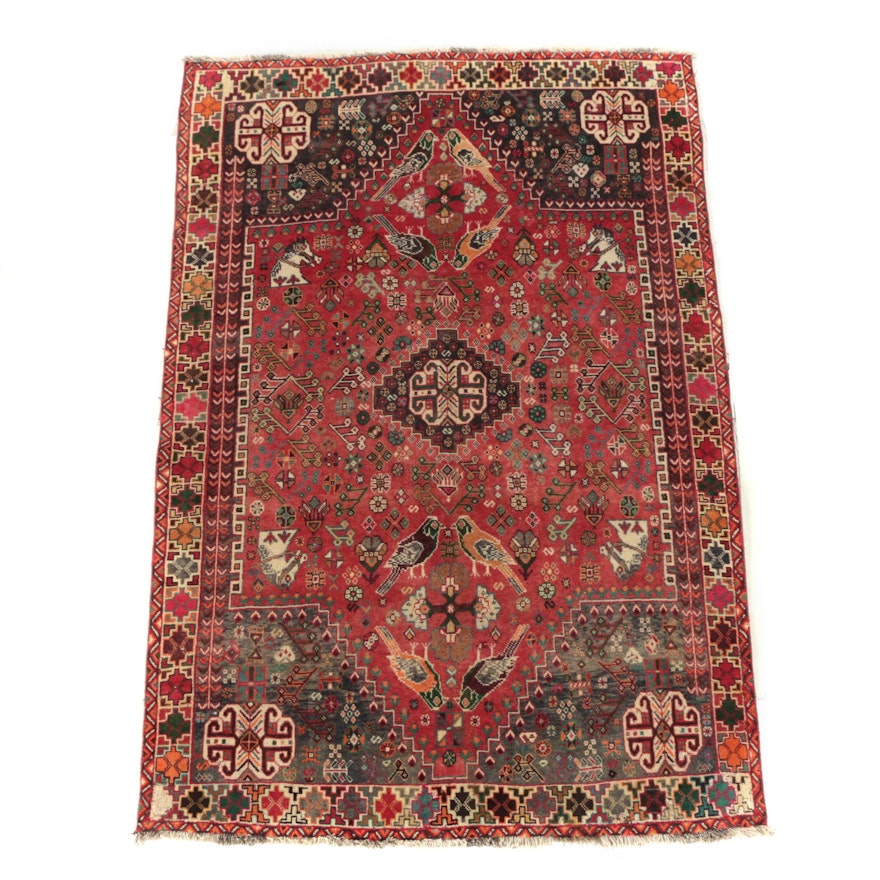 Hand-Knotted Persian Qashqai Wool Rug