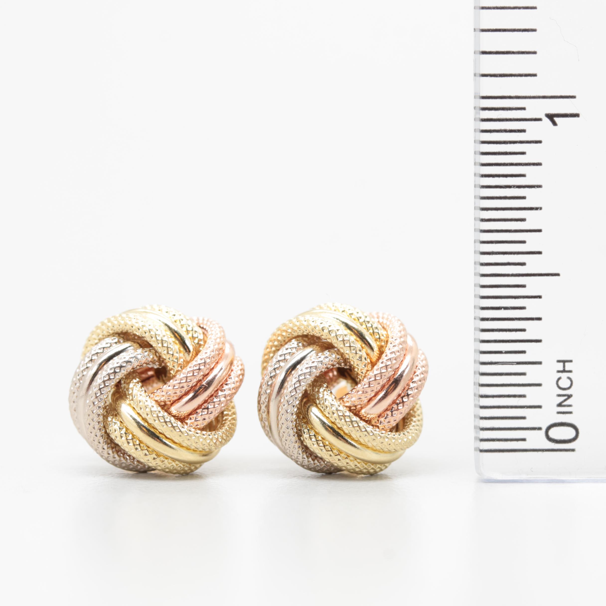 14K Tri-Color Gold Love Knot Earrings