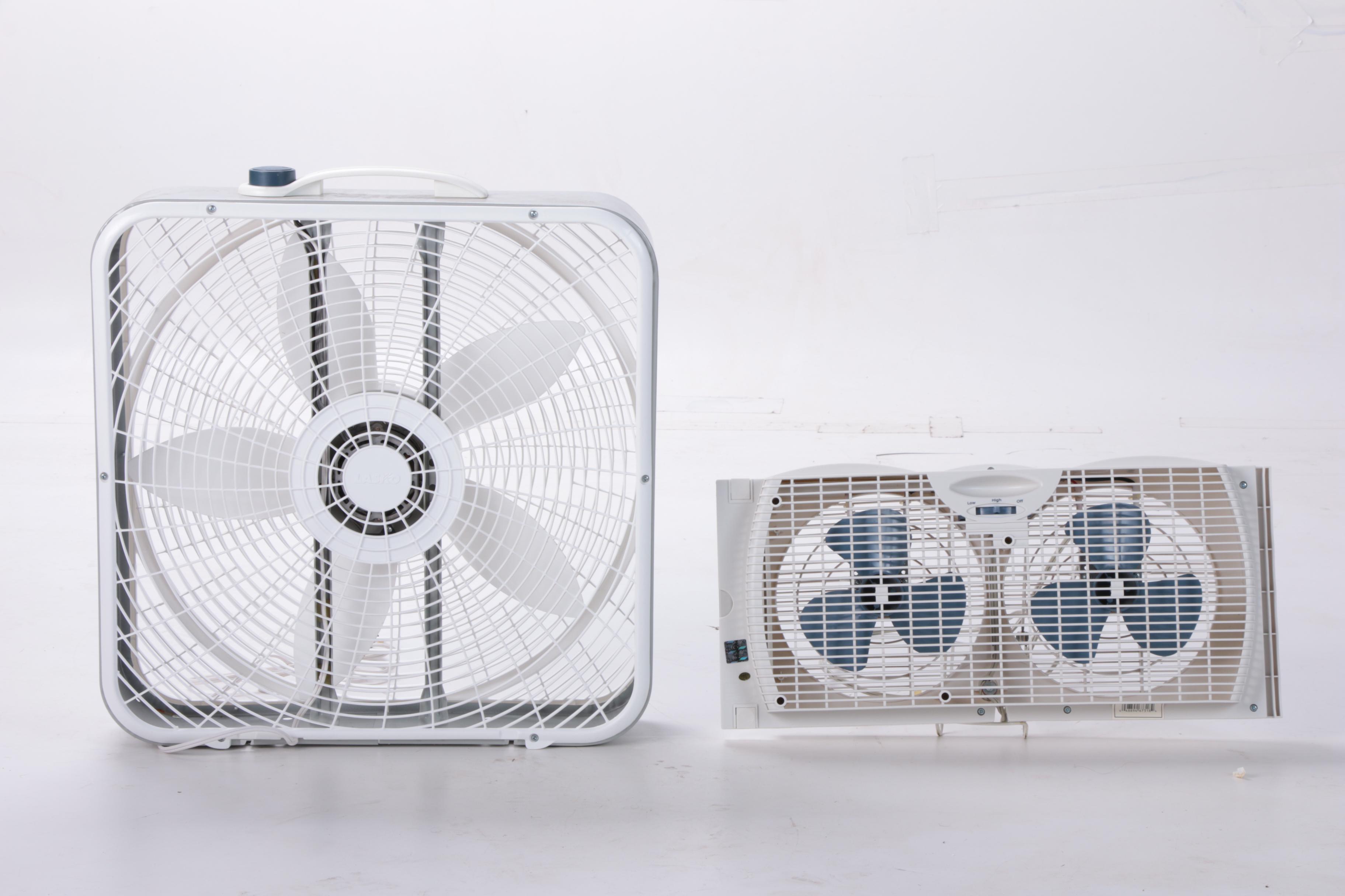 Lasko 20" Premium Box Fan with Holmes Twin Window Fans
