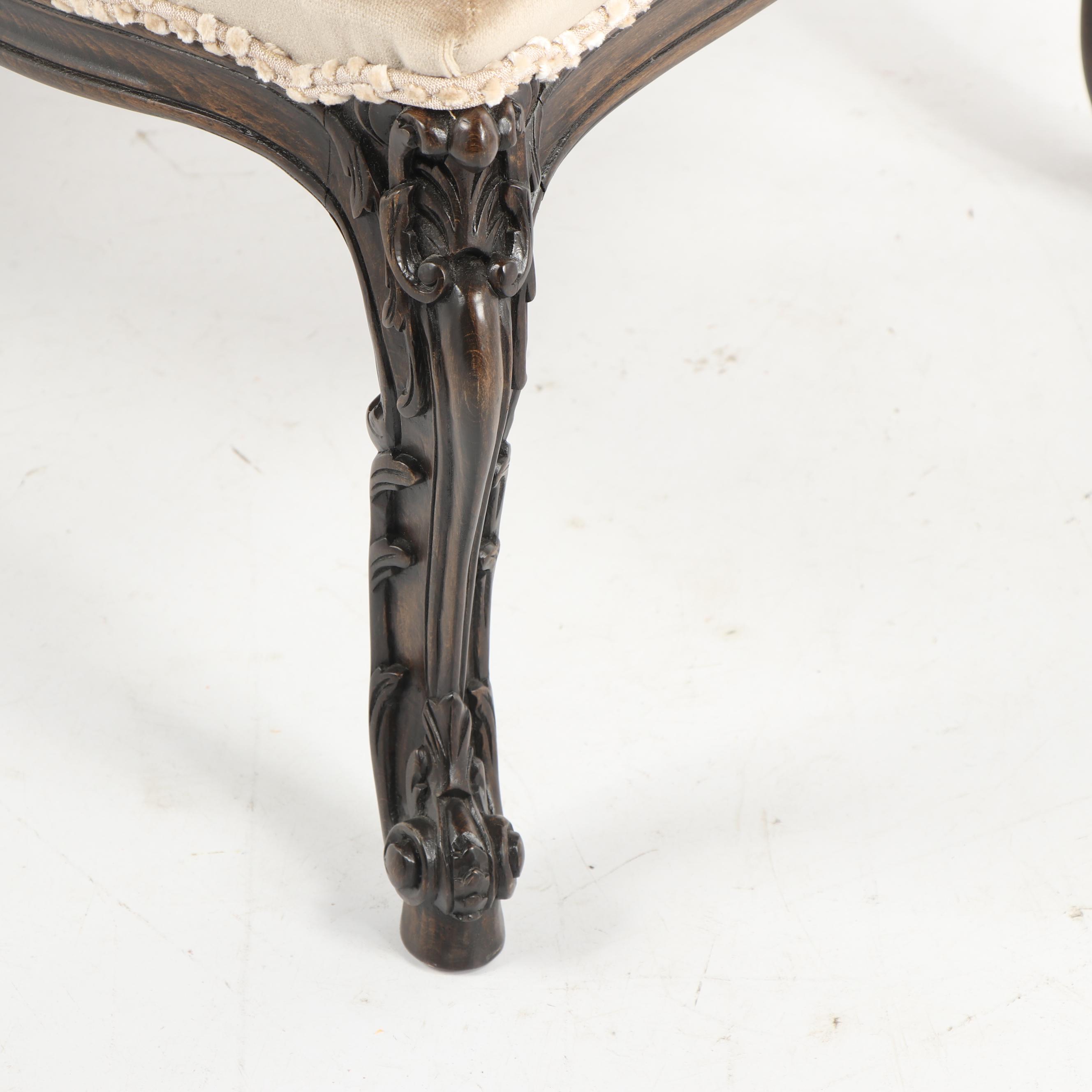 French Provincial Style Carved Wood Armchair and Ottoman, 21st Century