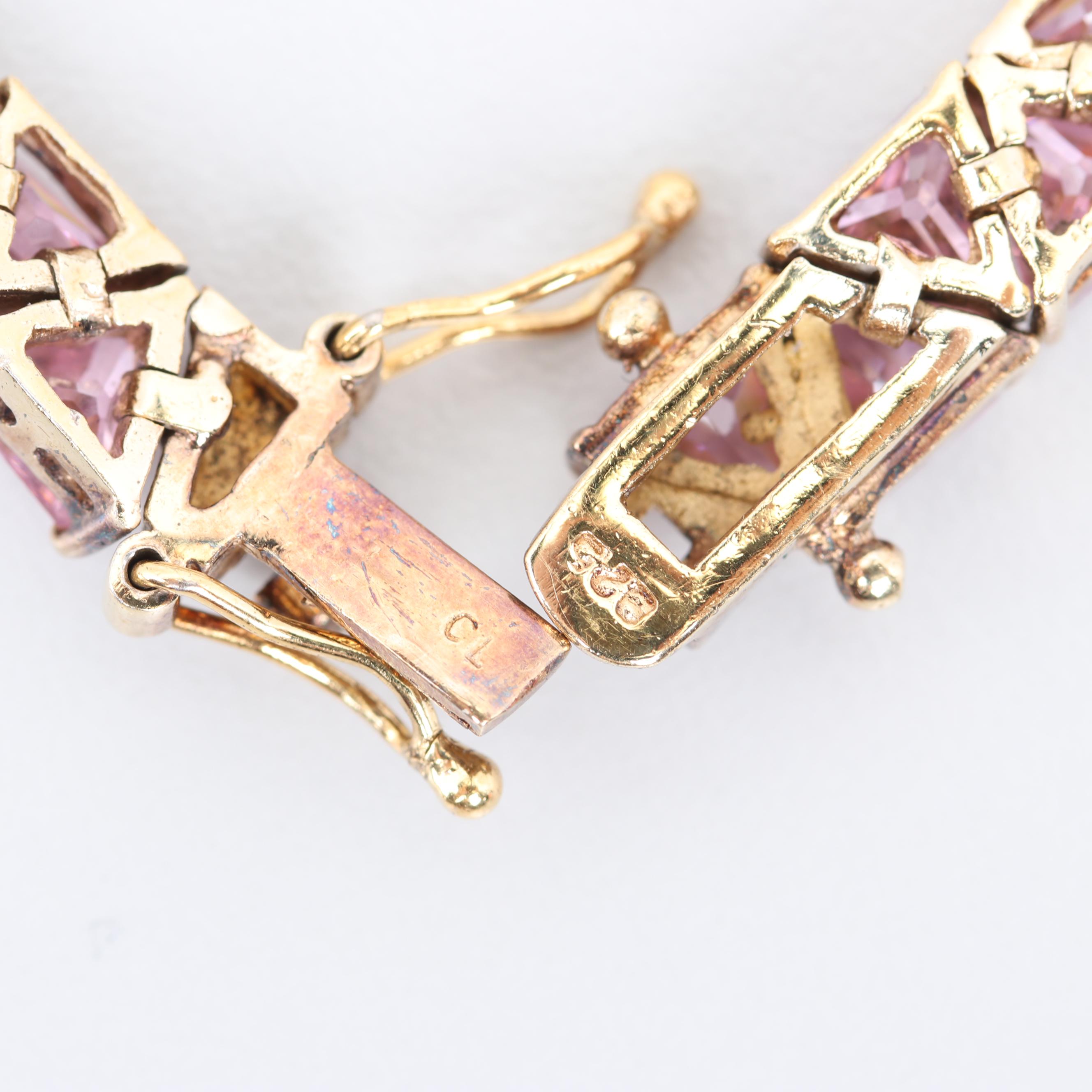 Gold Wash on Sterling Silver Pink Cubic Zirconia Bracelet