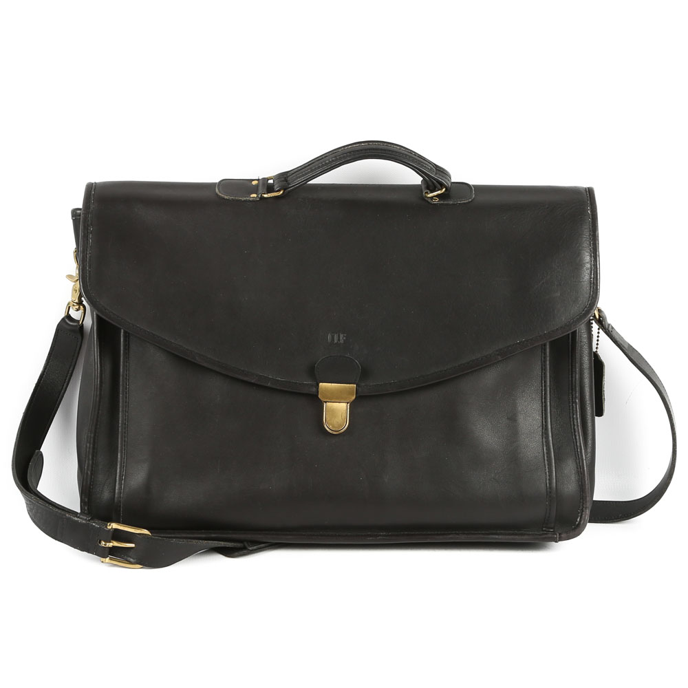 Coach Black Leather Briefcase Messenger Bag