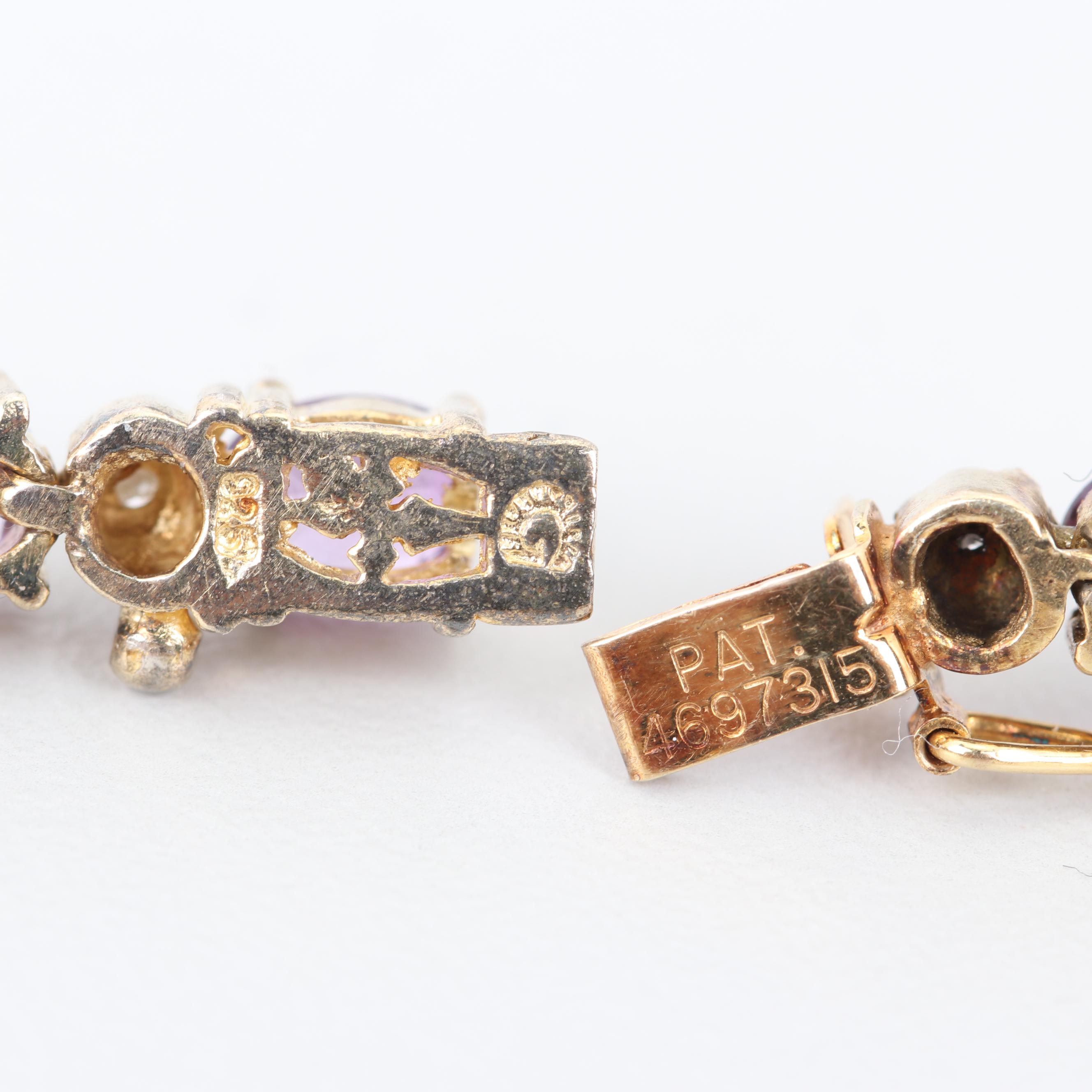 Gold Wash on Sterling Silver 7.20 CTW Amethyst and Diamond Bracelet