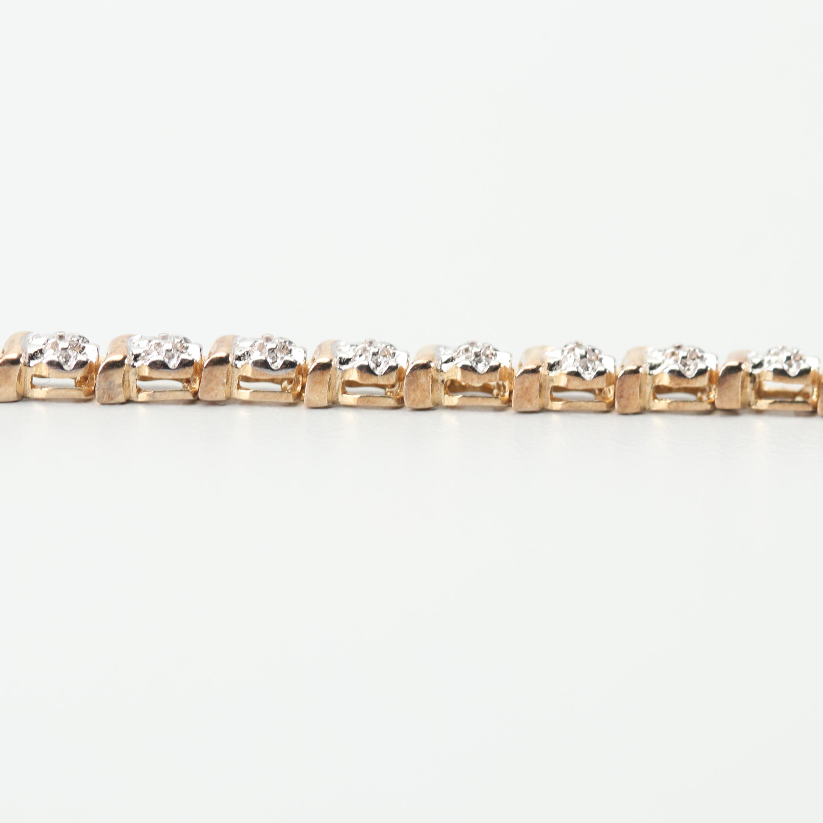 Gold Wash on Sterling Silver Bracelet With Diamond Accent