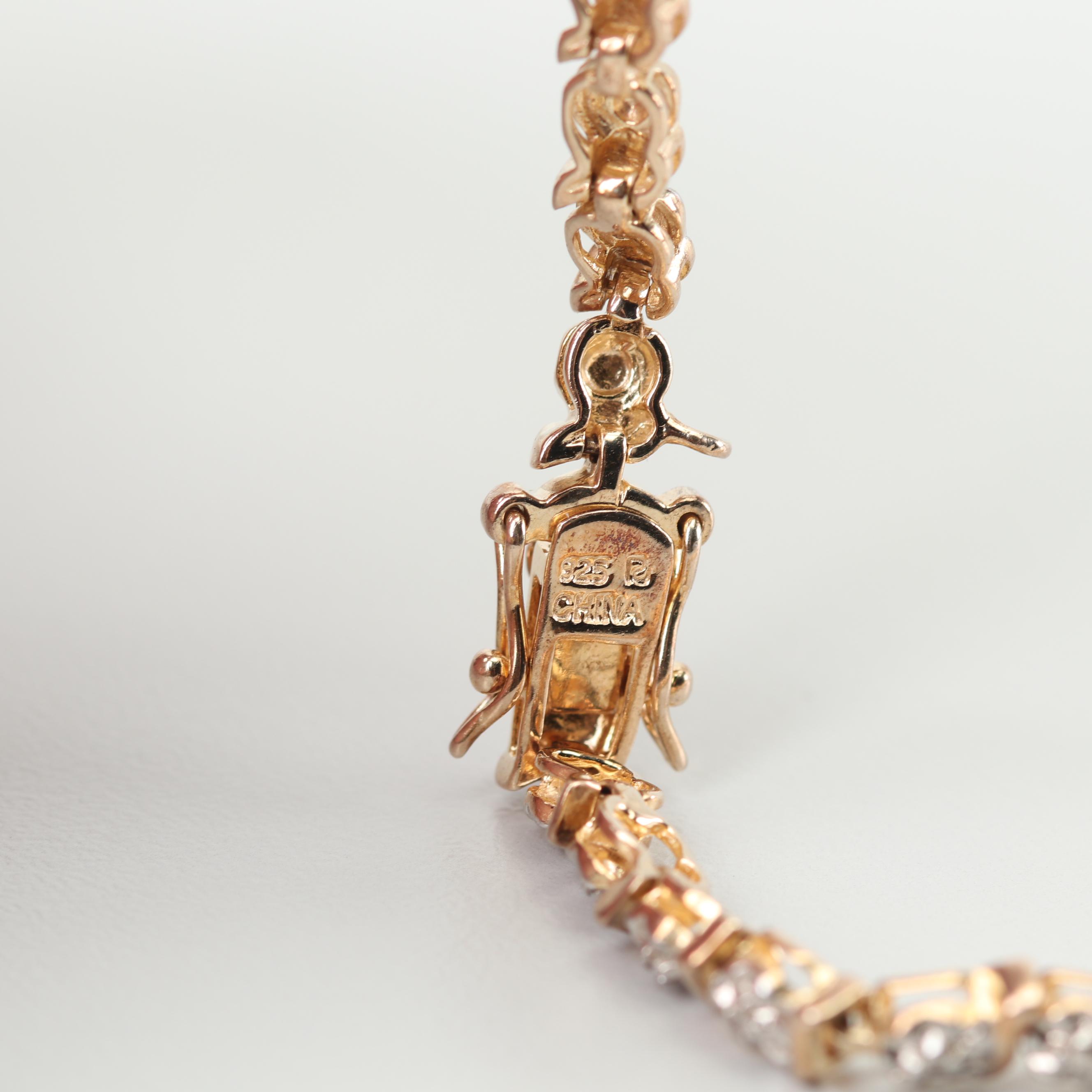 Gold Wash on Sterling Silver Bracelet With Diamond Accent