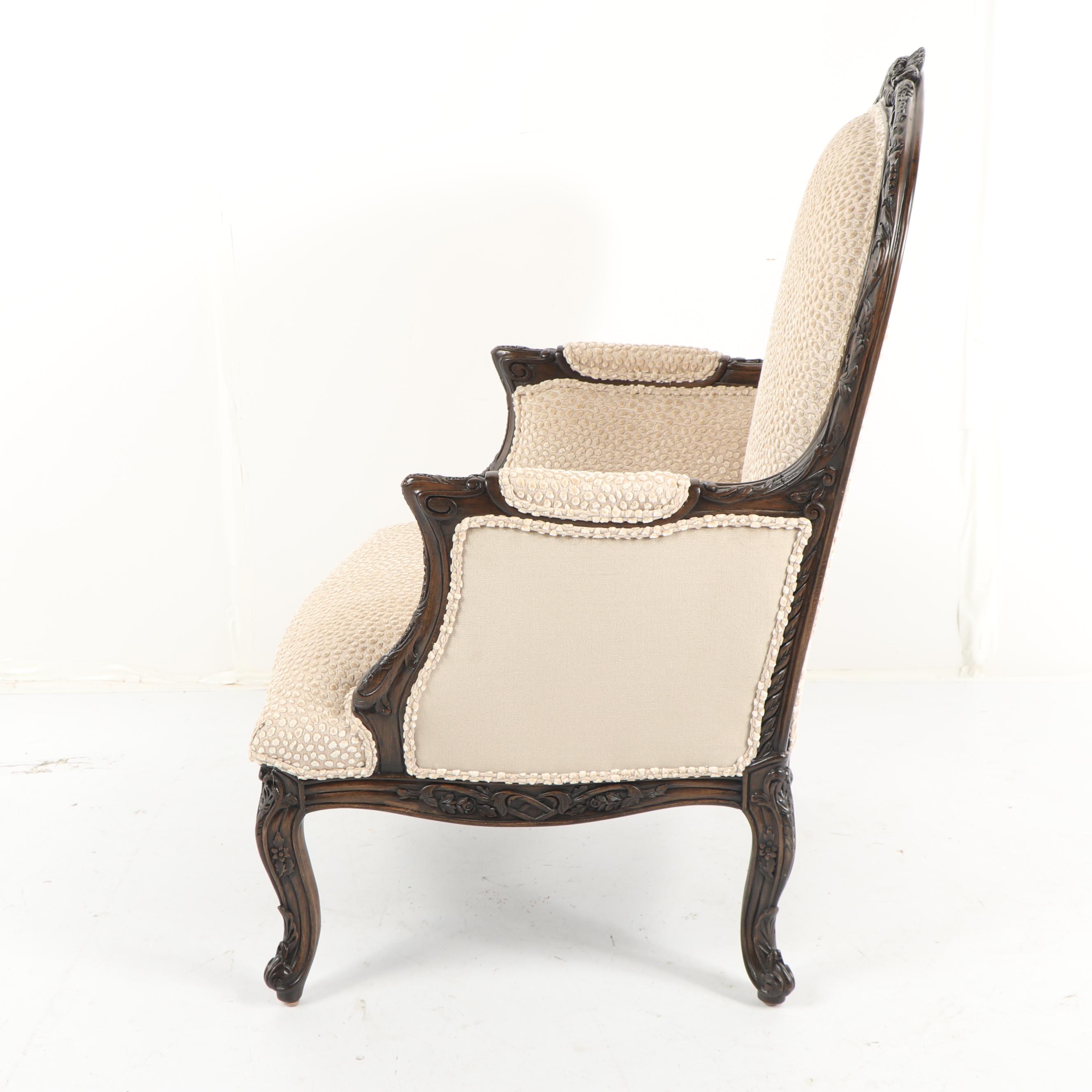 French Provincial Style Carved Wood Armchair, 21st Century