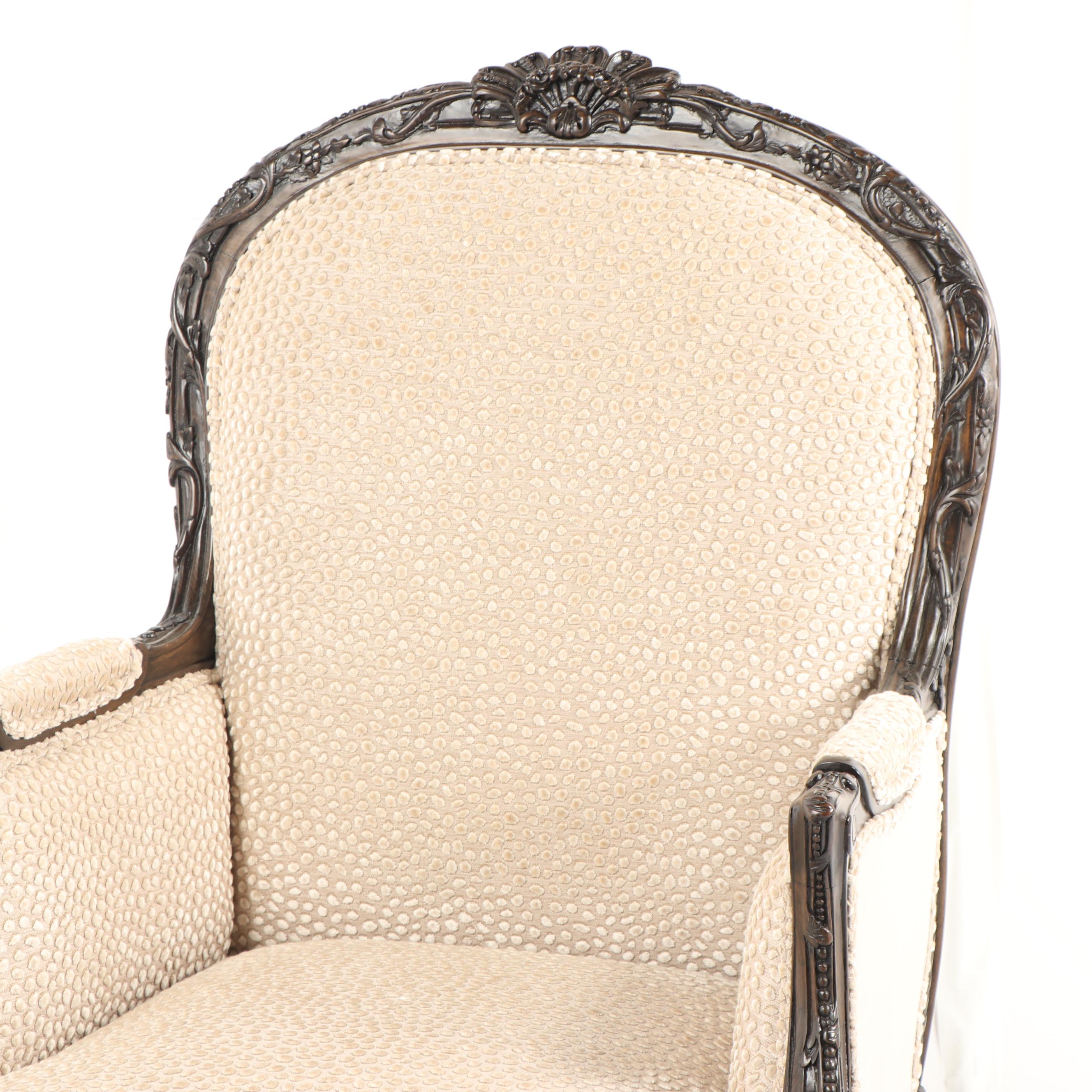 French Provincial Style Carved Wood Armchair, 21st Century