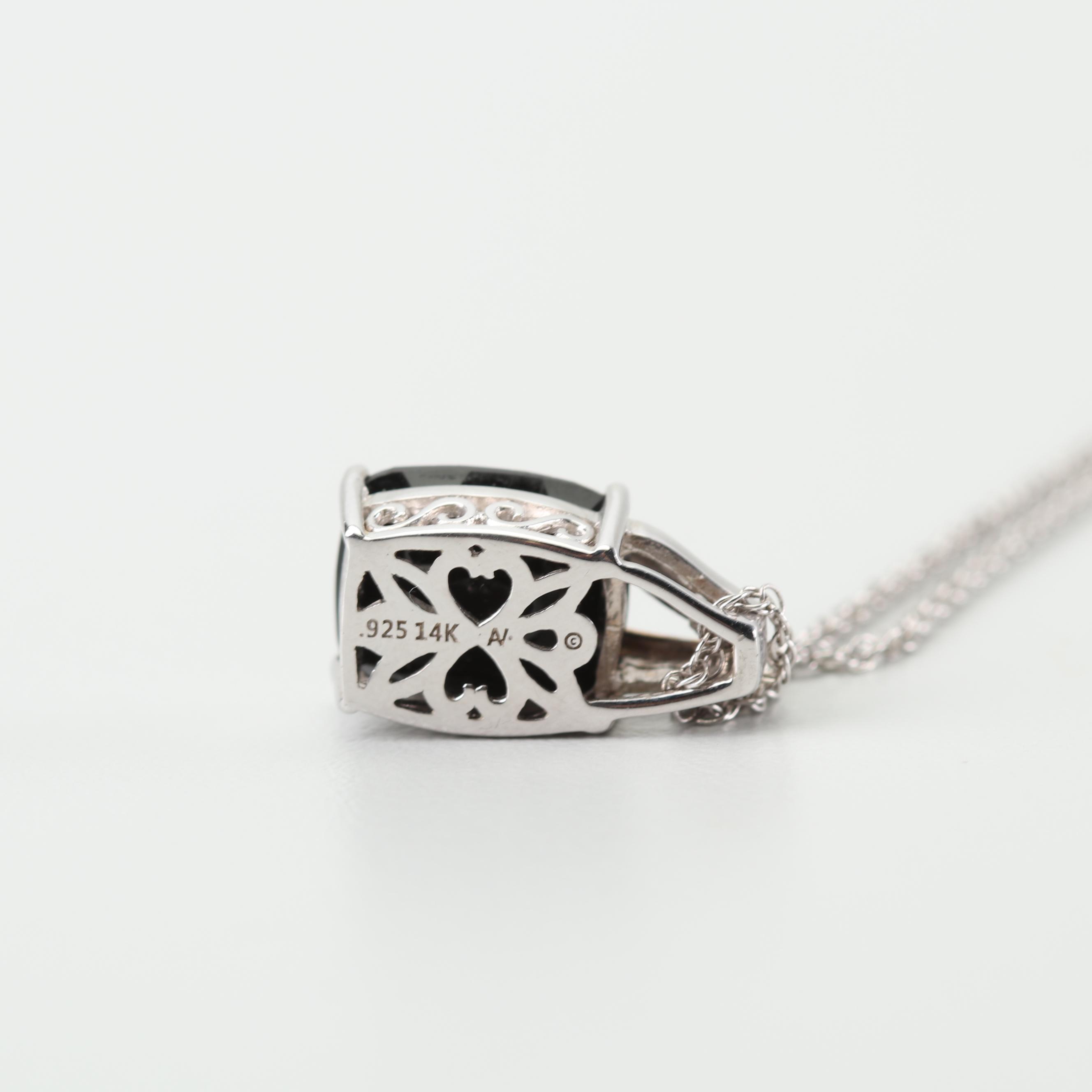 Sterling Silver 14K Gold Accented Black Onyx Necklace and Earring Set