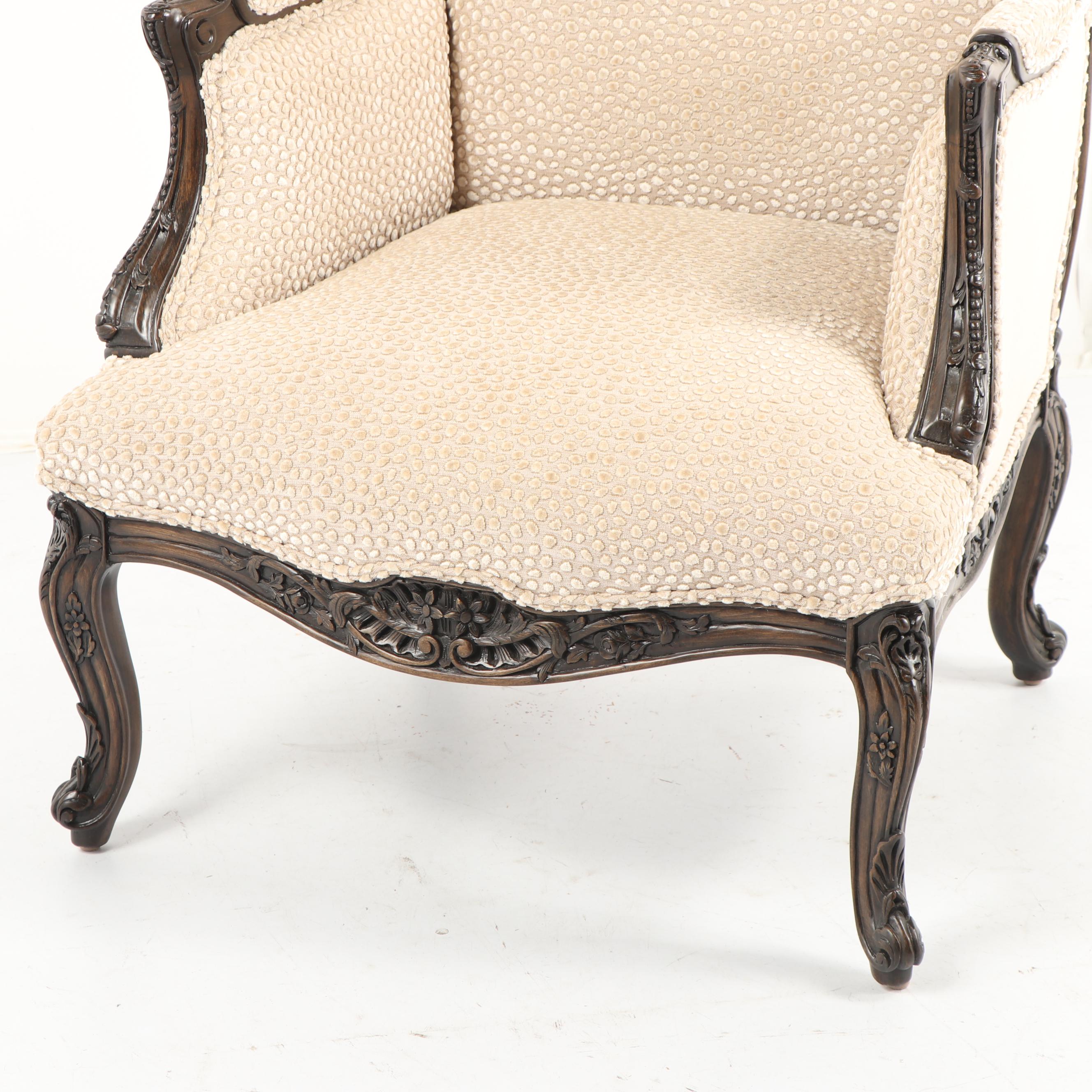 French Provincial Style Carved Wood Armchair, 21st Century