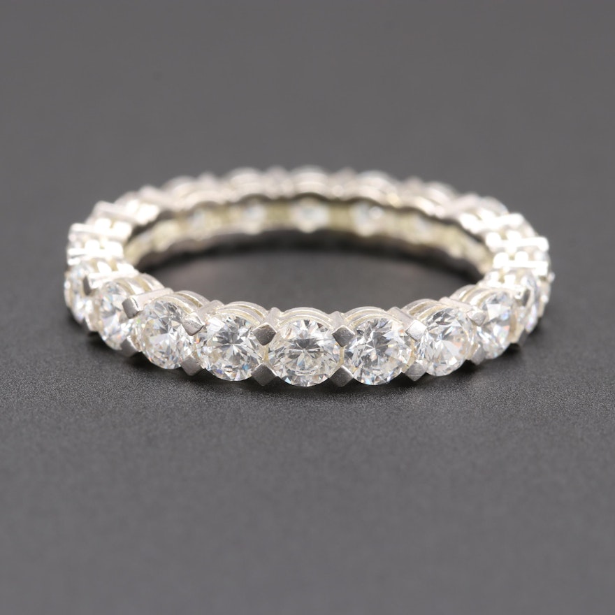 14K White Gold Cubic Zirconia Eternity Band