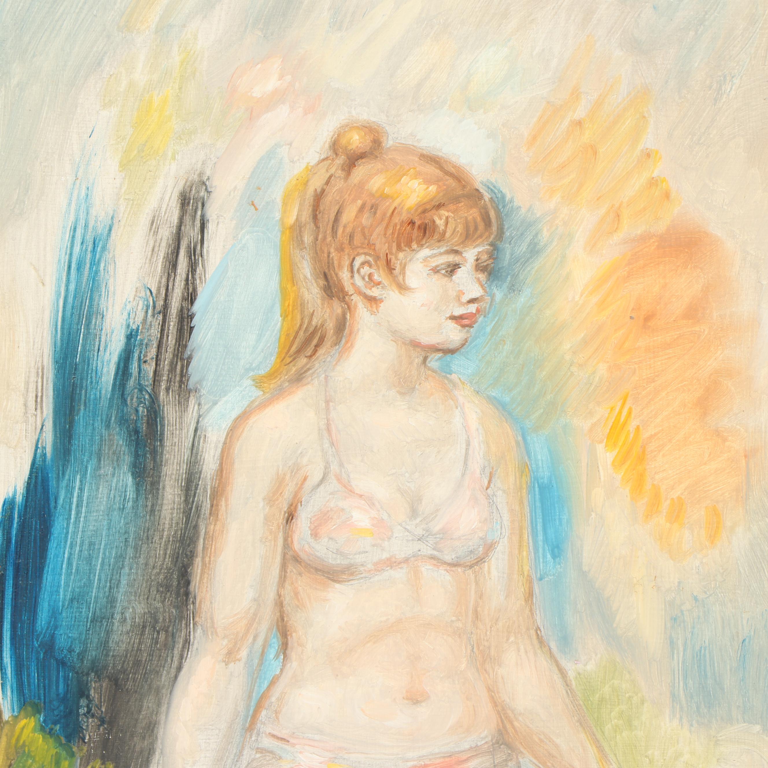 Mid 20th Century Portrait Oil Painting