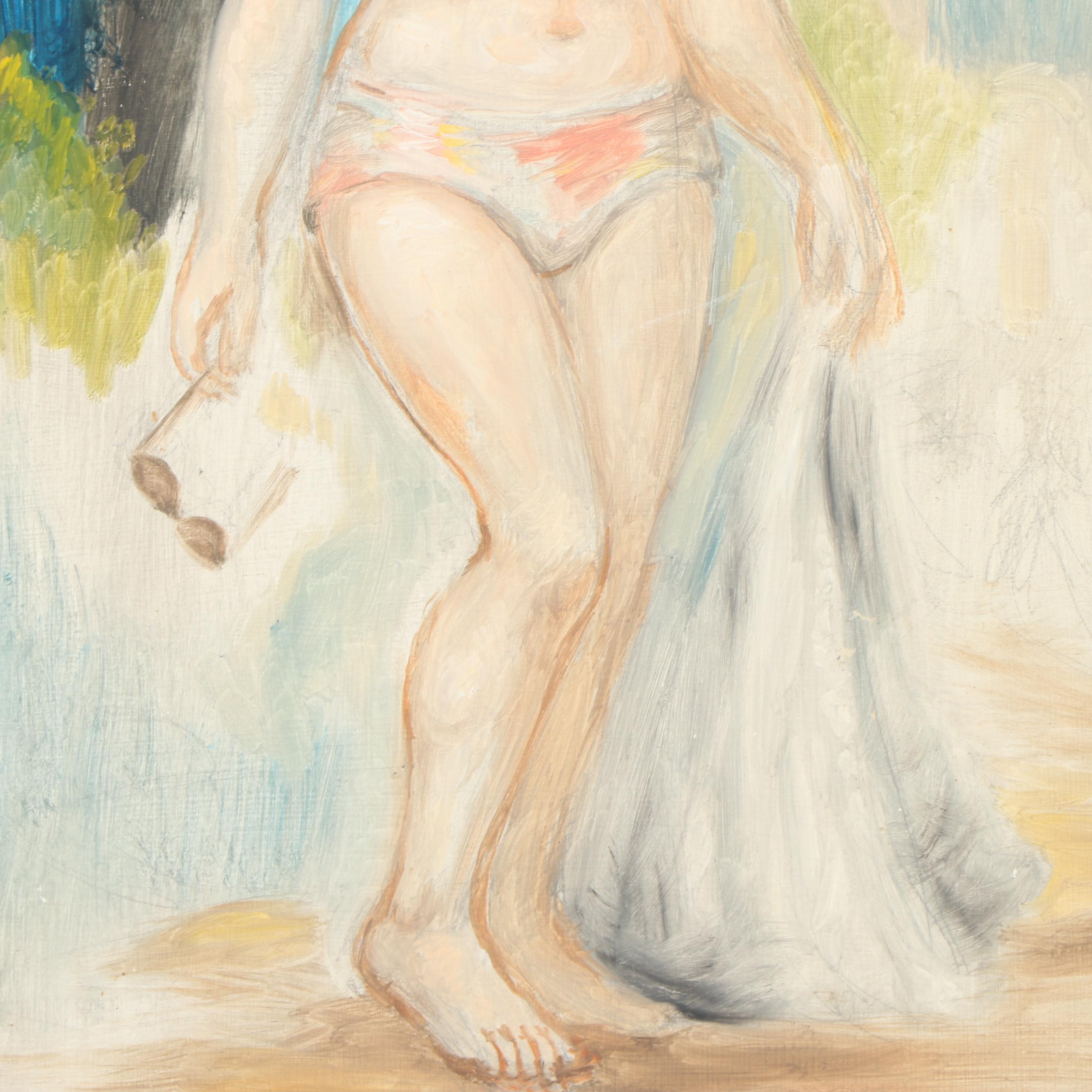 Mid 20th Century Portrait Oil Painting