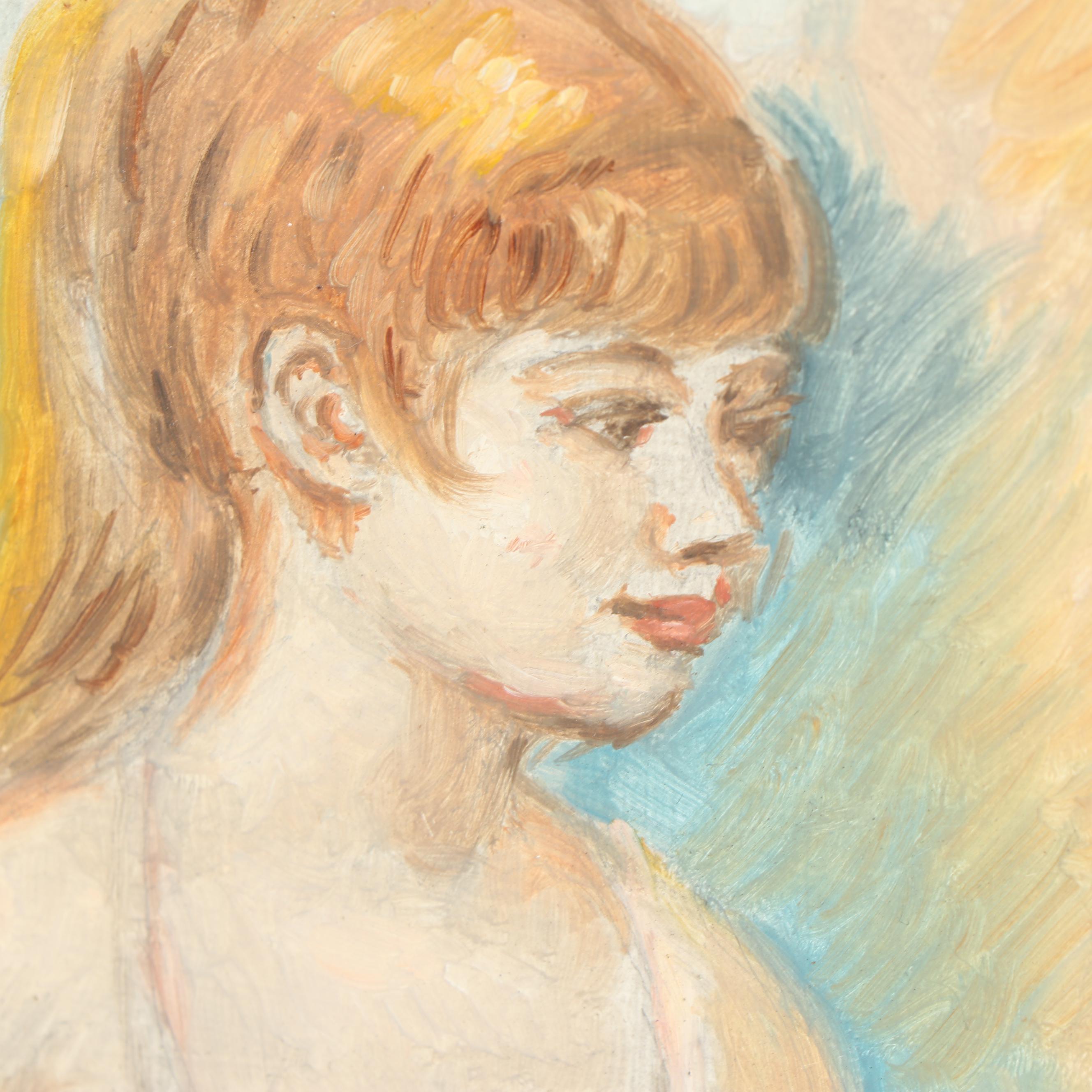 Mid 20th Century Portrait Oil Painting